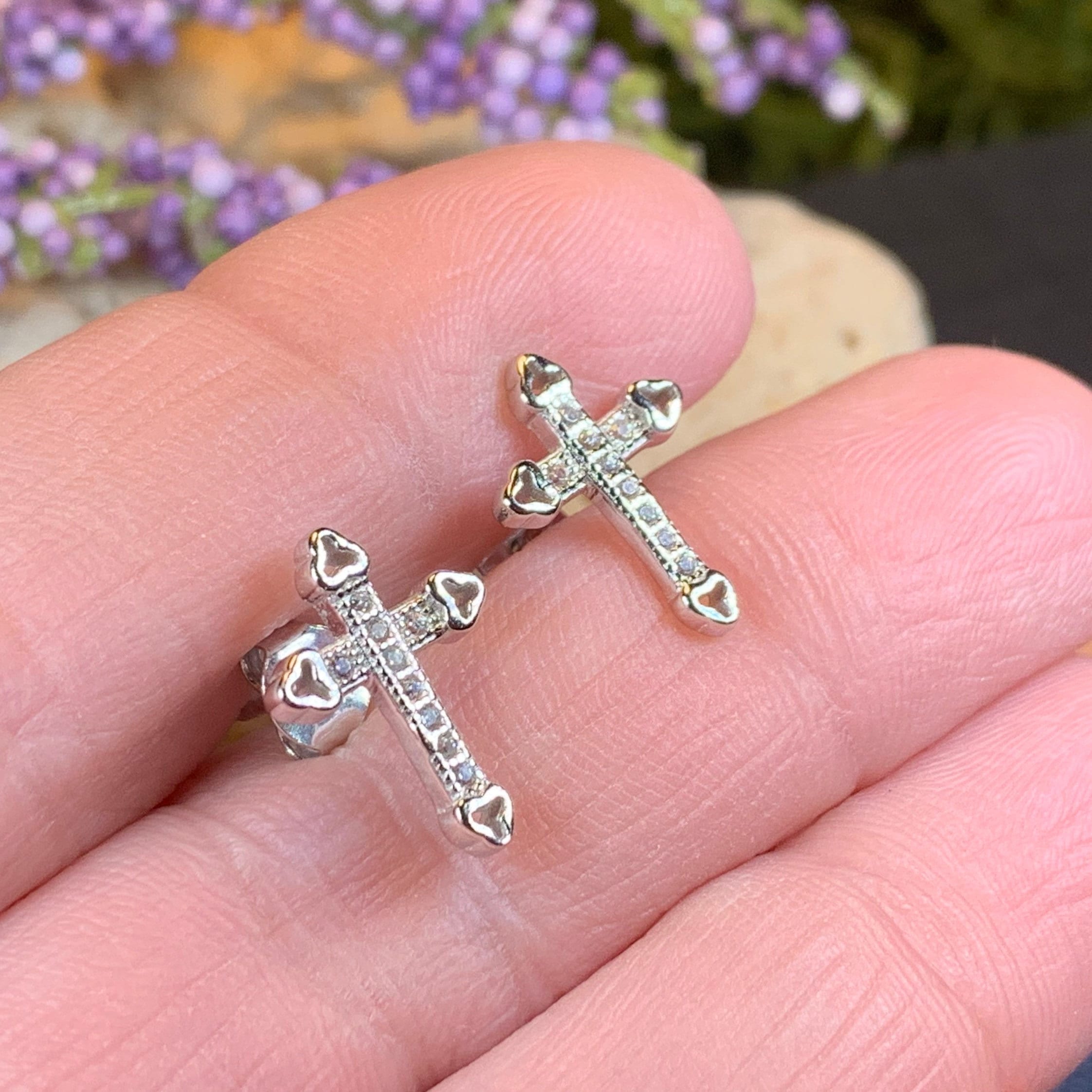 Faith Cross Stud Earrings