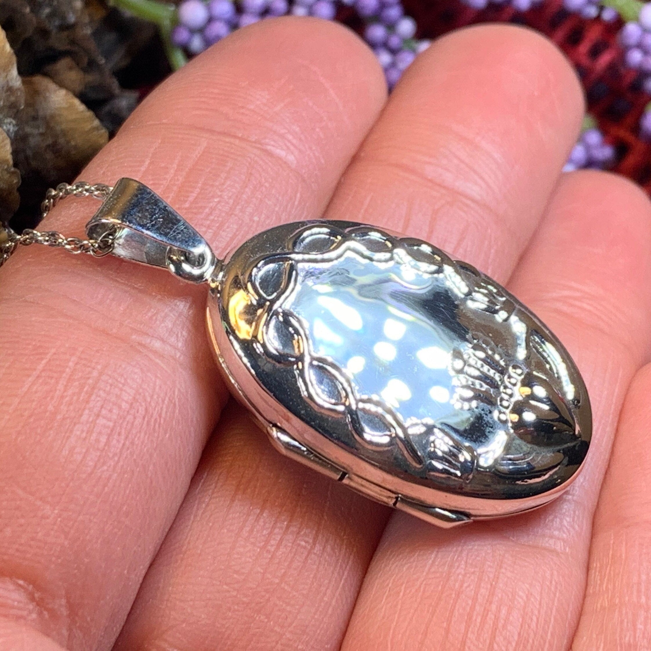 Oval Claddagh Locket Necklace