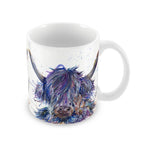 Splatter Purple Highland Cow Mug