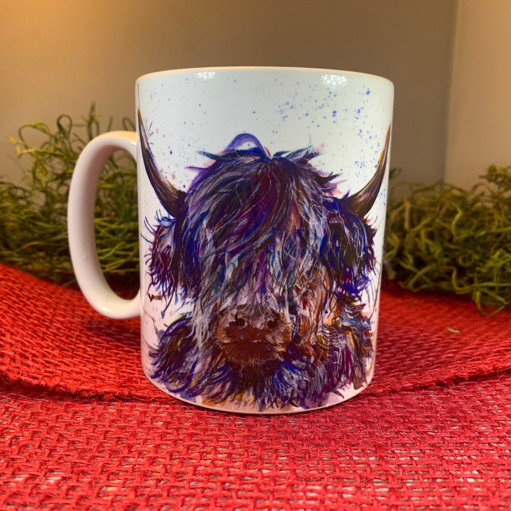 Splatter Purple Highland Cow Mug