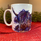 Splatter Purple Highland Cow Mug