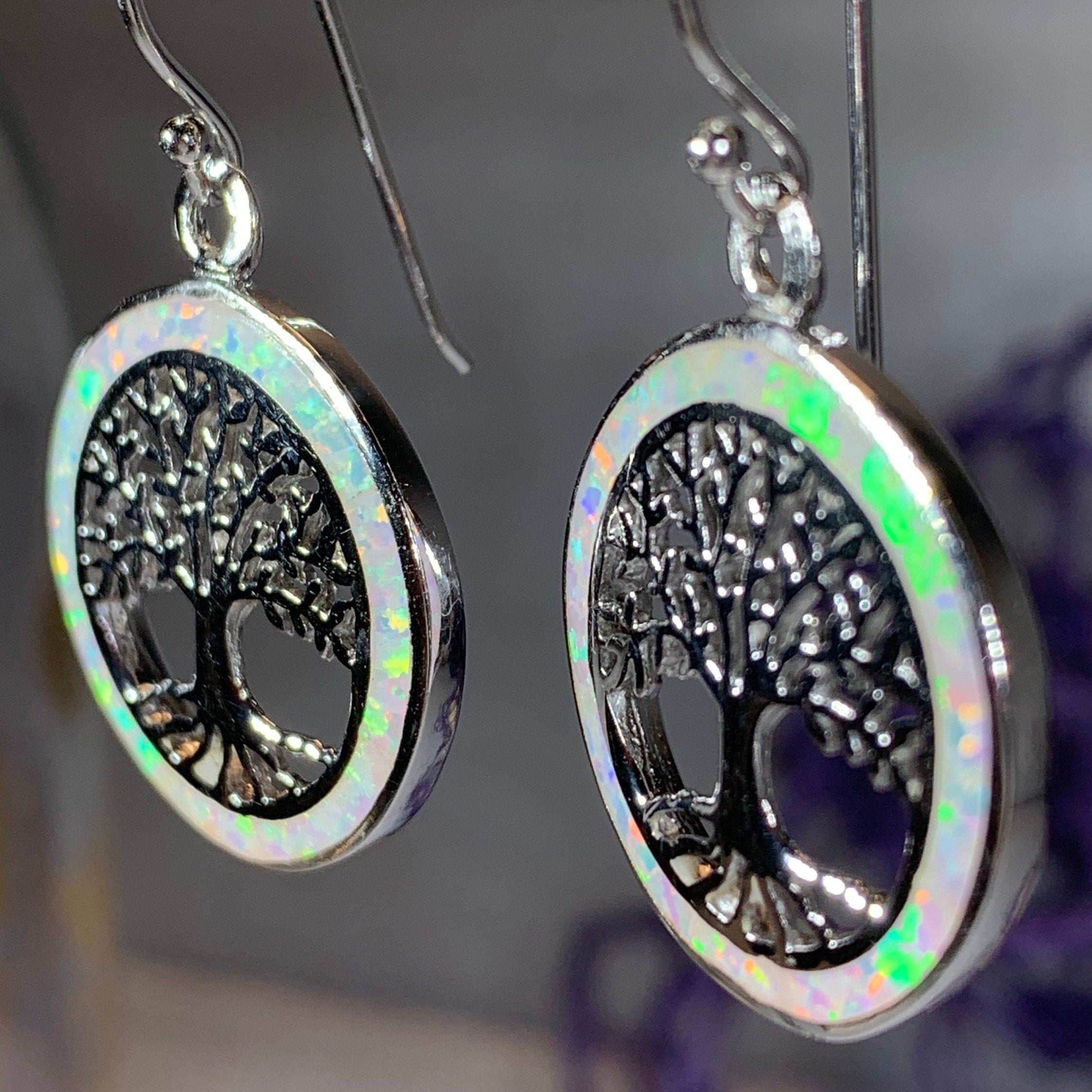 Opal Tree of Life Earrings