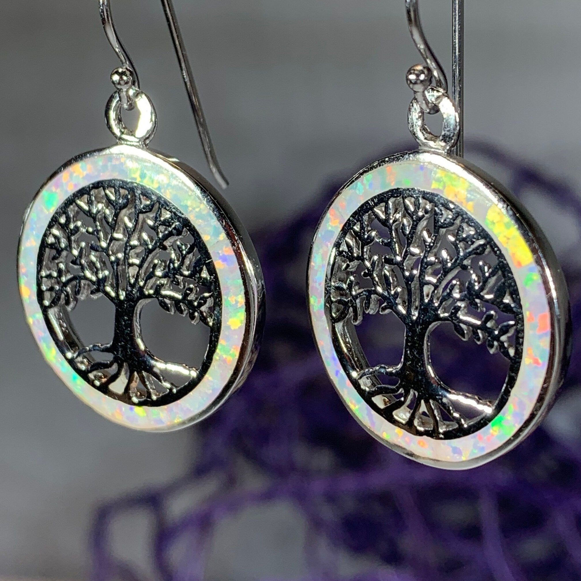 Opal Tree of Life Earrings