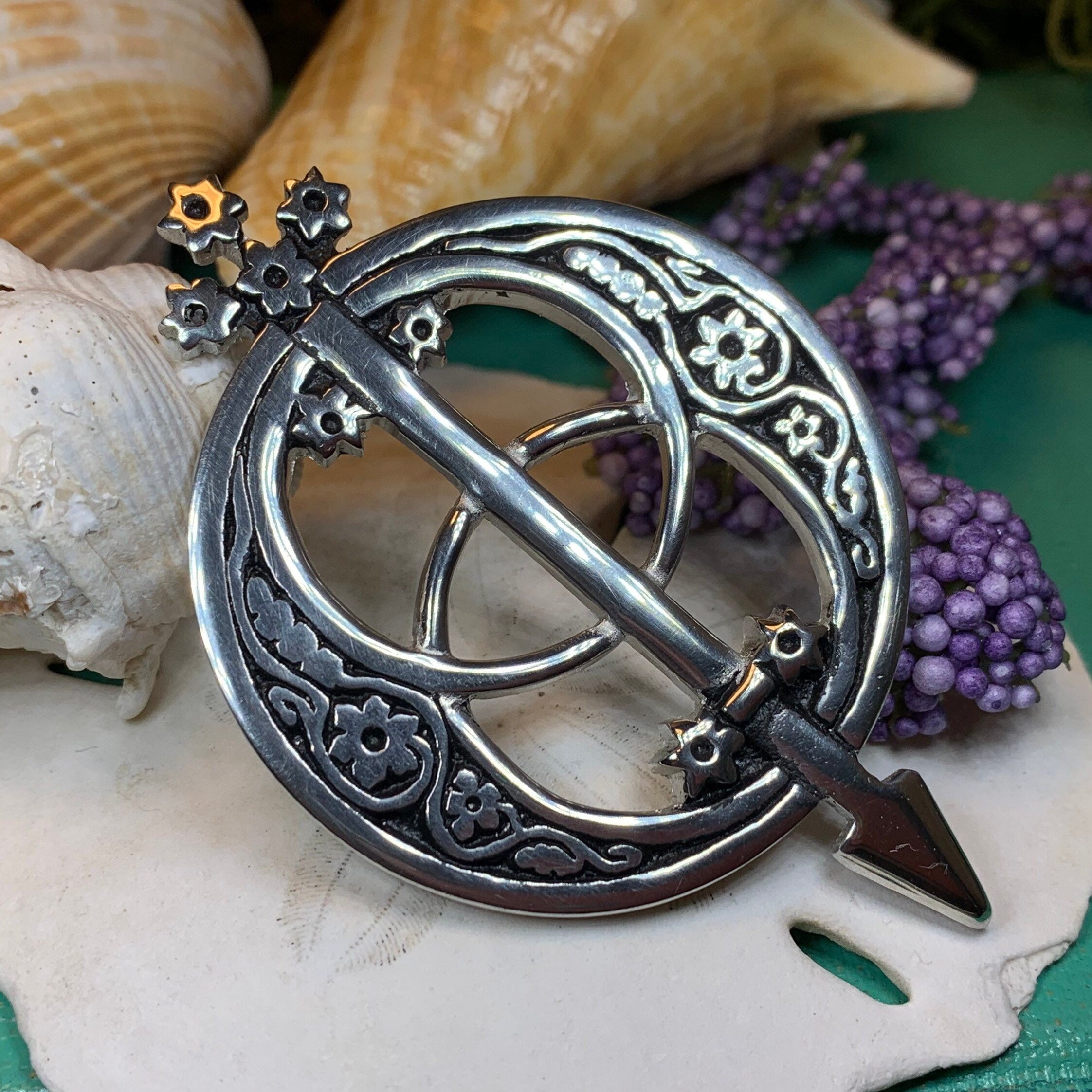 Pewter Chalice Well Brooch