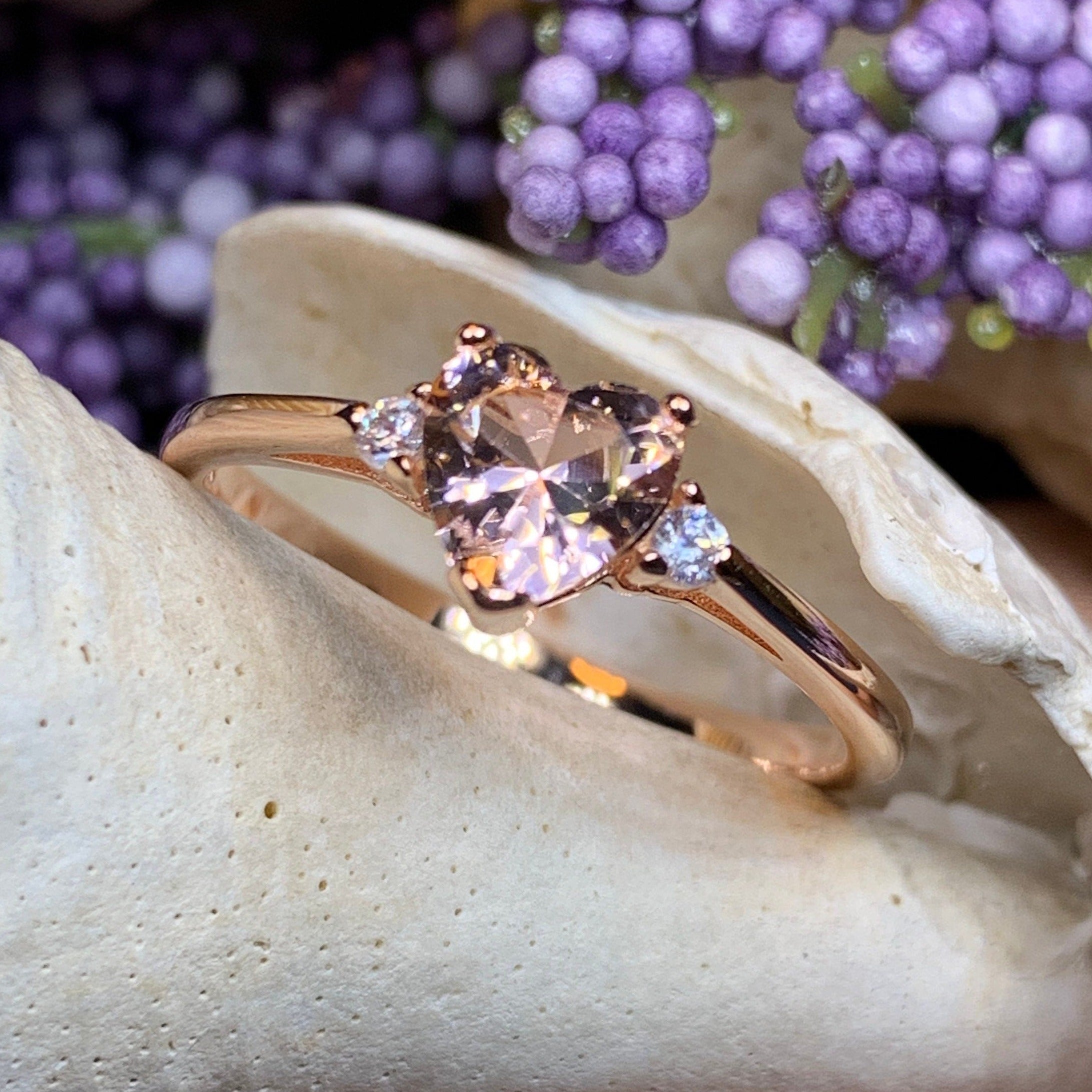 Pink Topaz Heart Ring