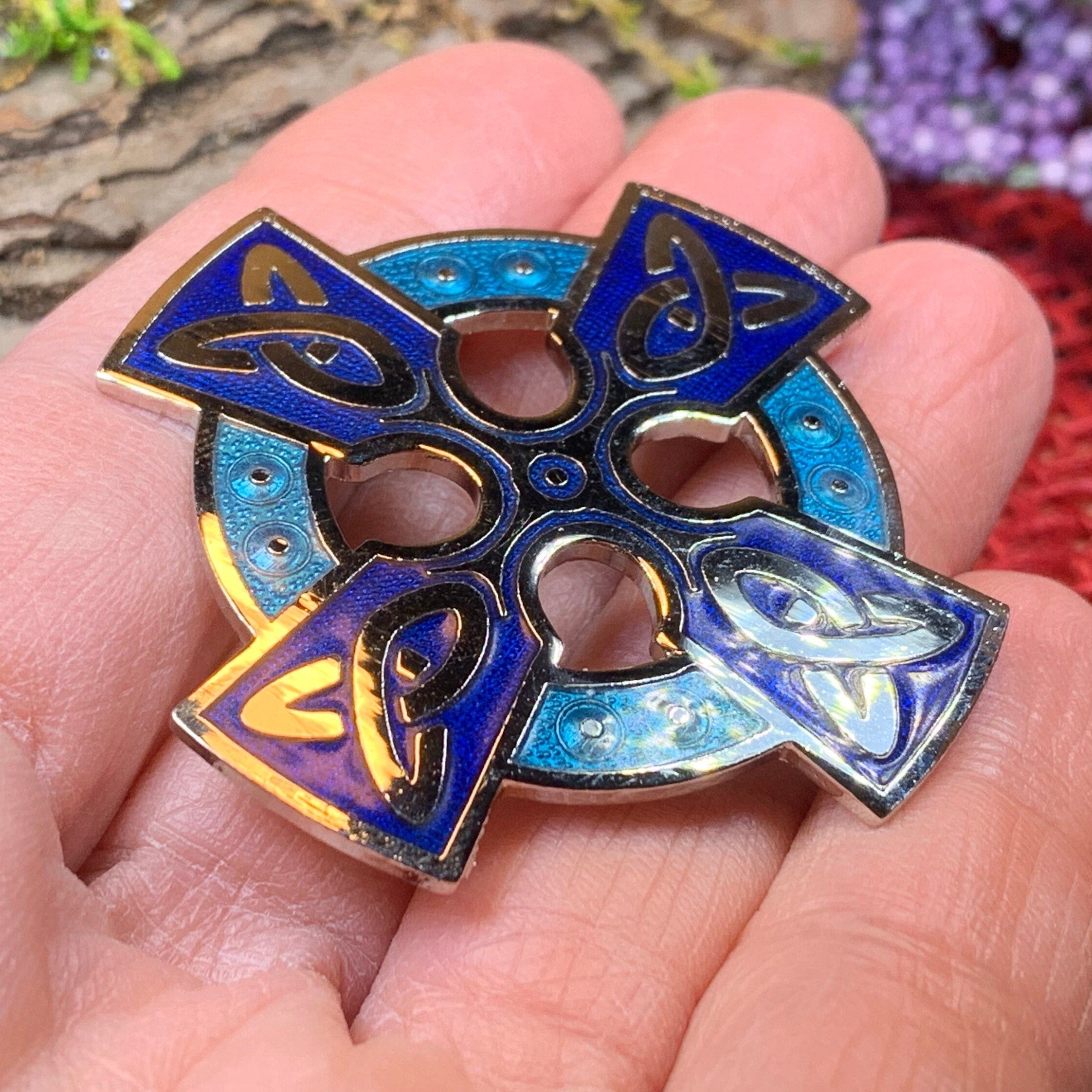 Enamel Celtic Cross Brooch
