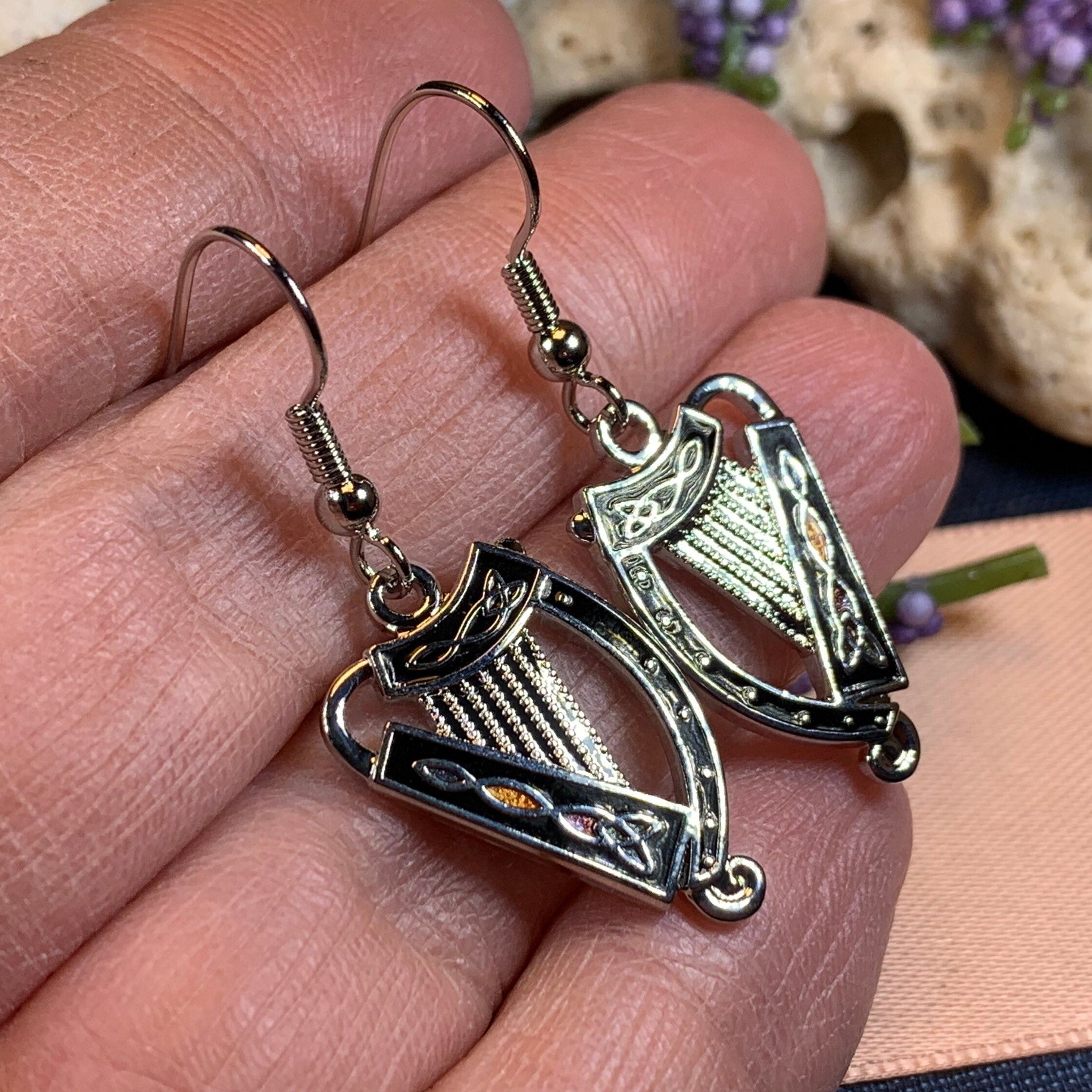 Celtic Harp Earrings