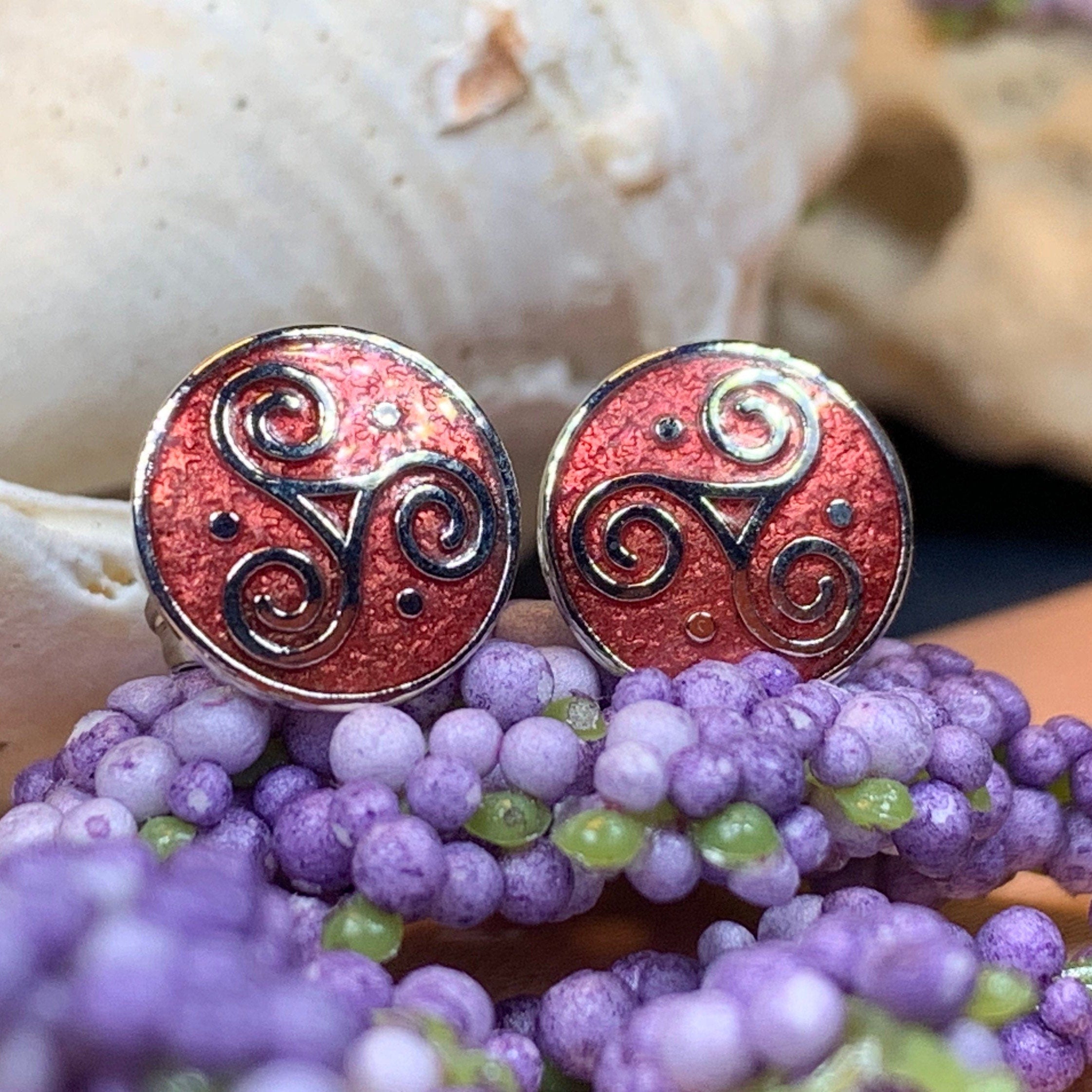 Celtic Triskele Stud Earrings