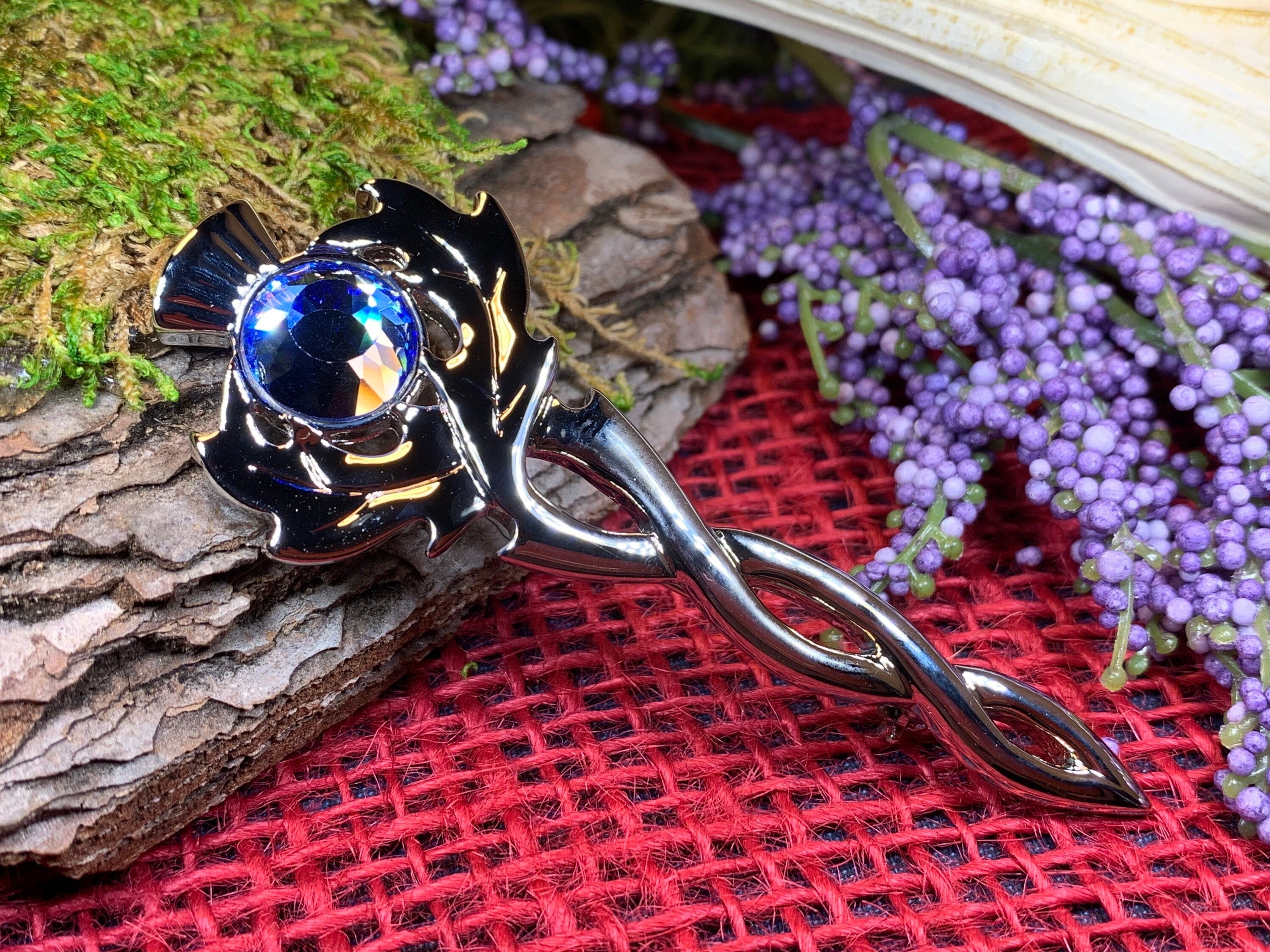 Crystal Thistle Kilt Pin