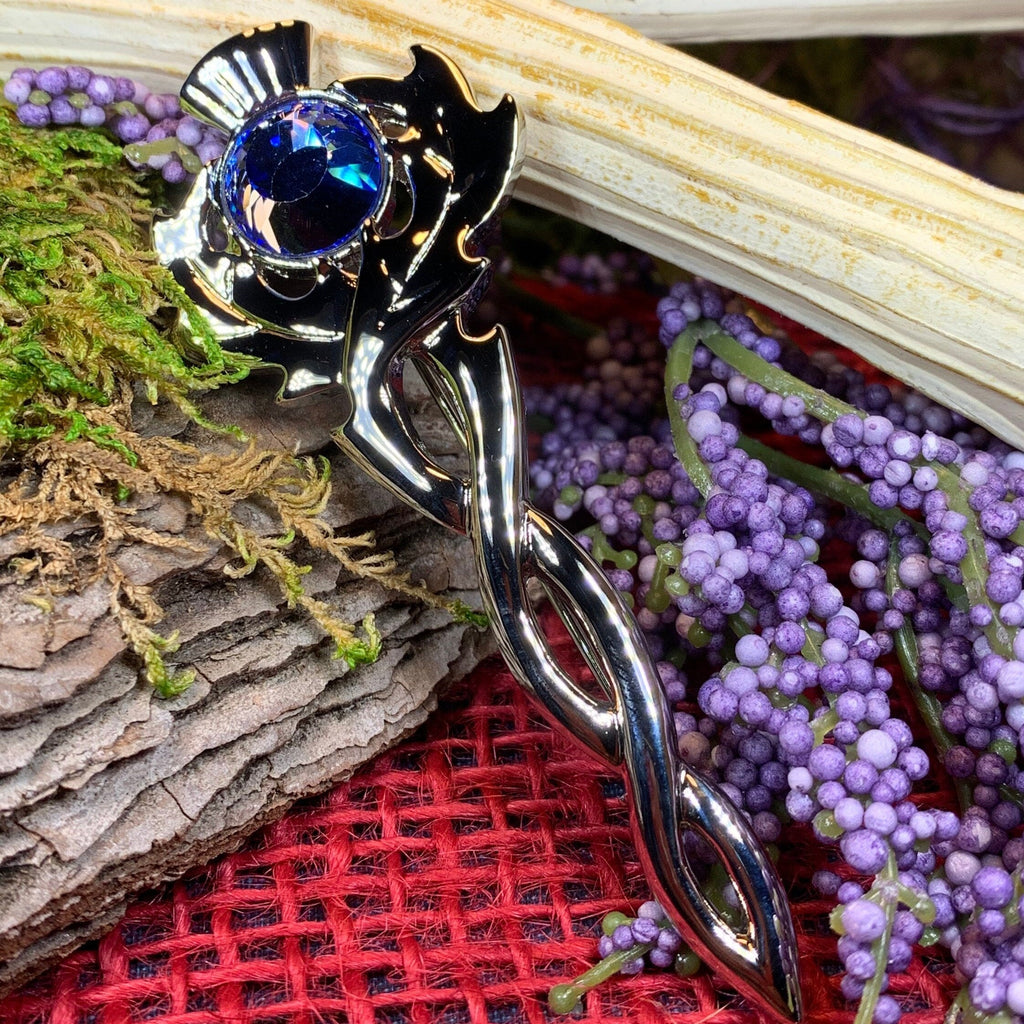 Crystal Thistle Kilt Pin