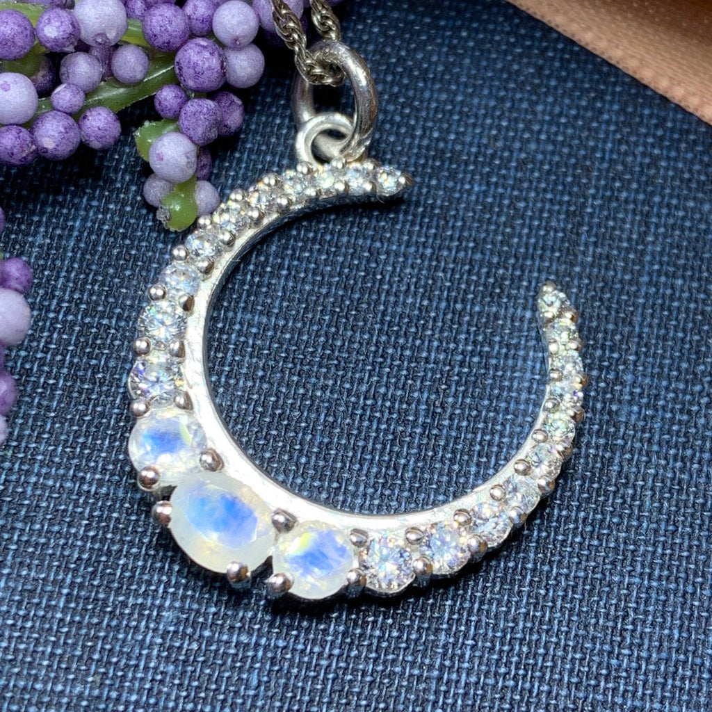 Moonstone Crescent Moon Necklace