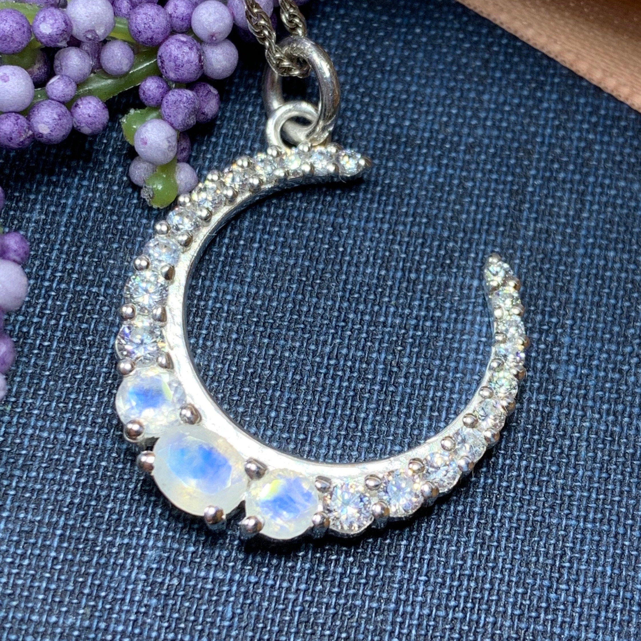 Moonstone Crescent Moon Necklace