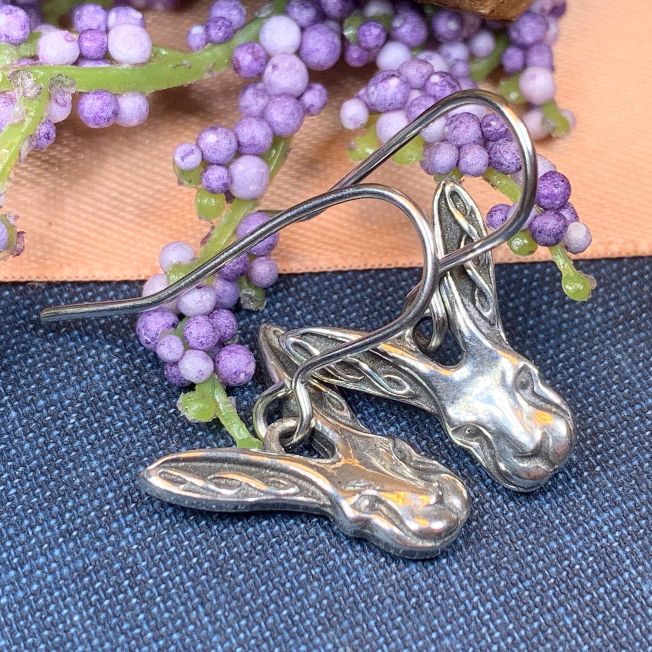 Celtic Rabbit Pewter Earrings