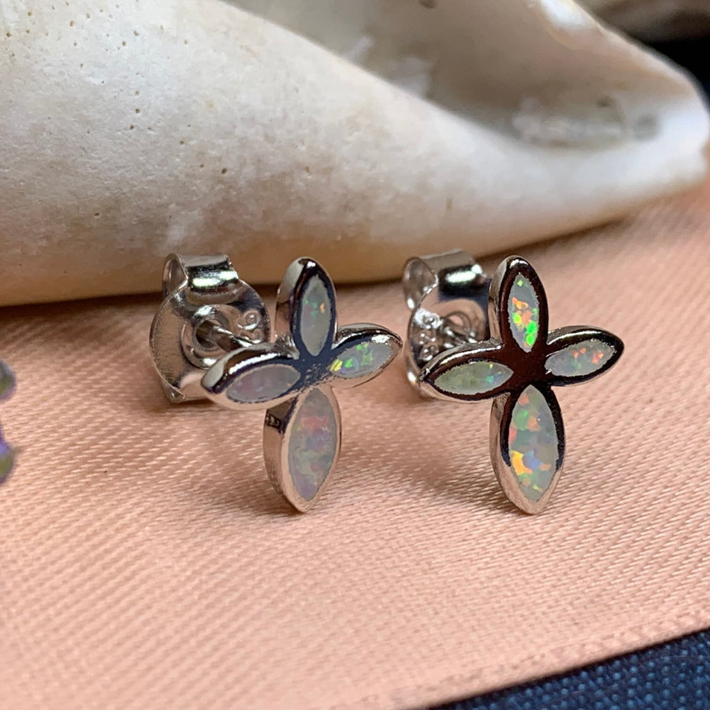 Opal Cross Earrings