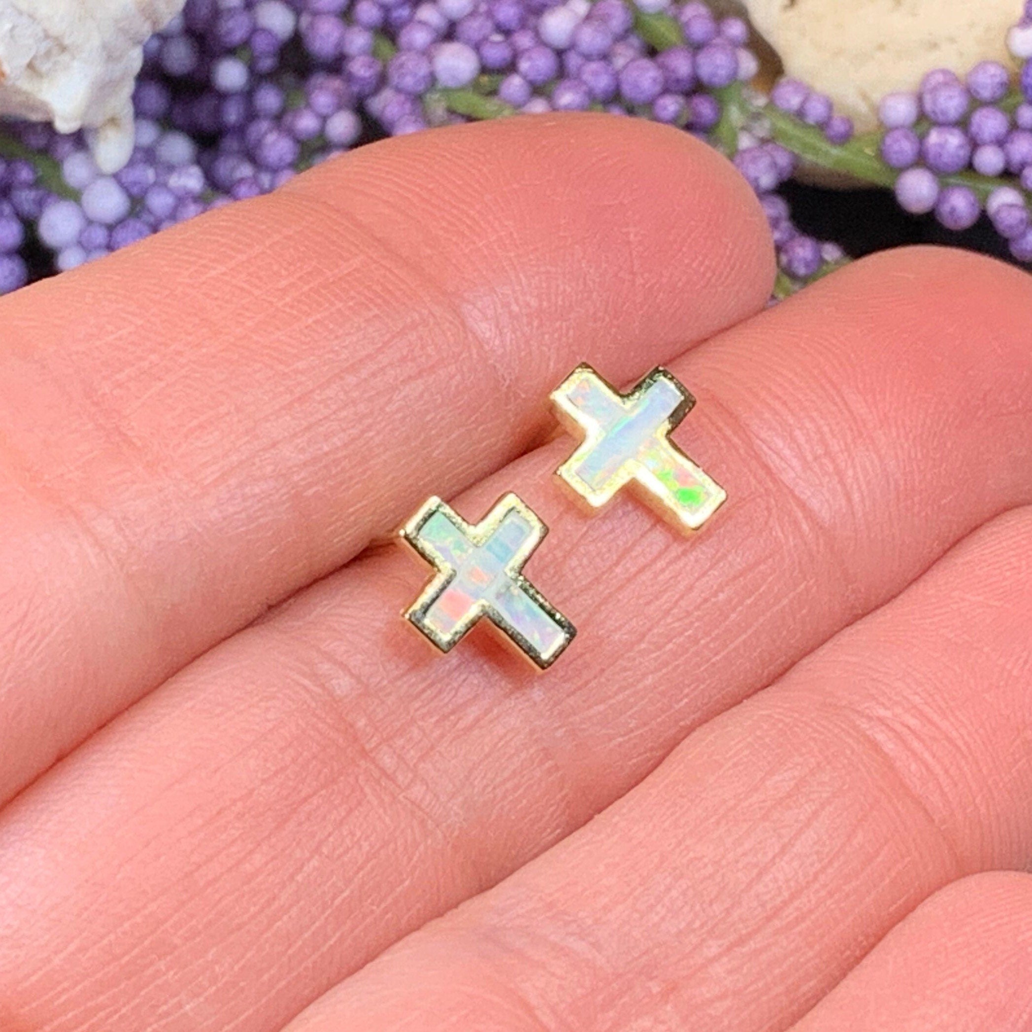 Grace Opal Cross Earrings