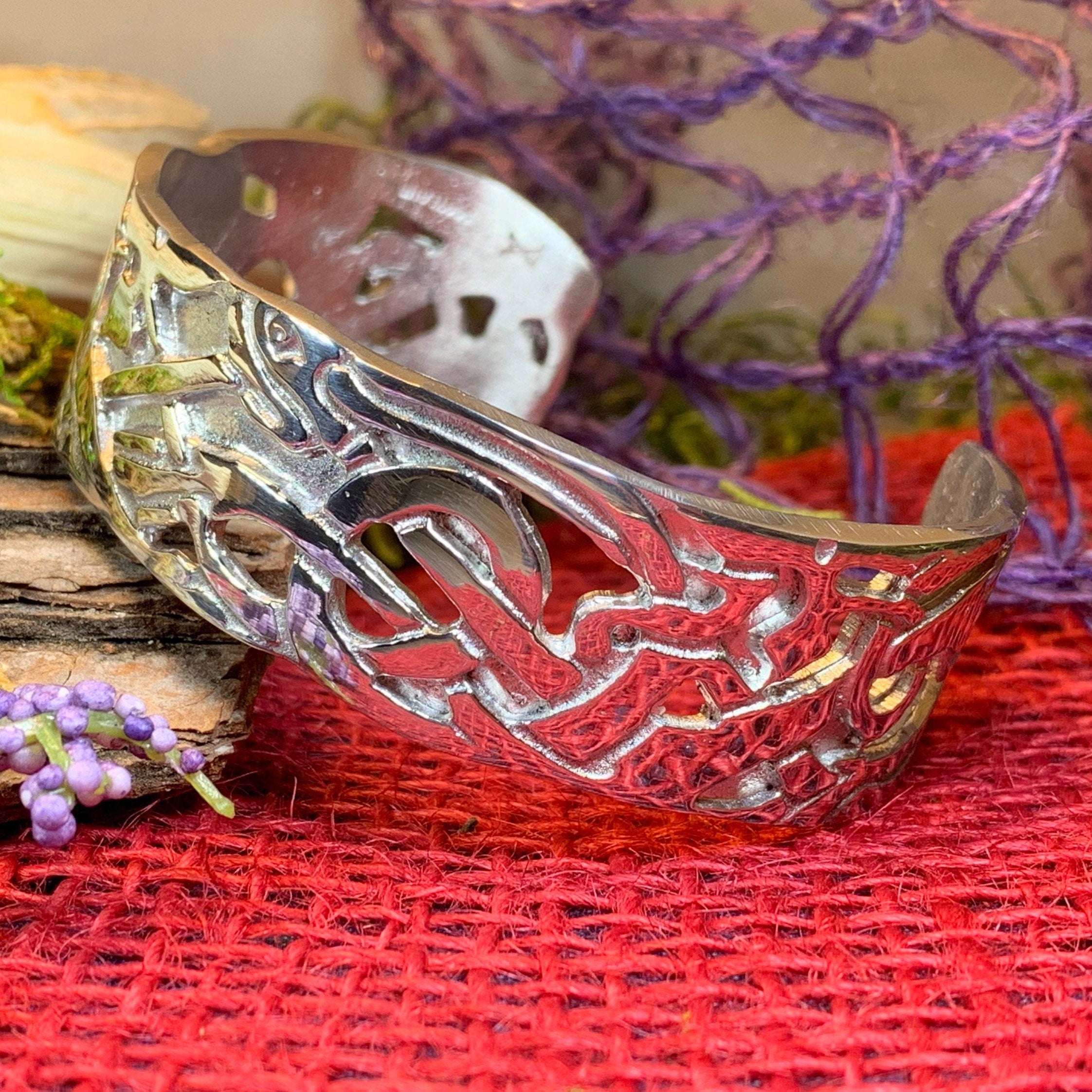 Celtic Wolf Cuff Bracelet