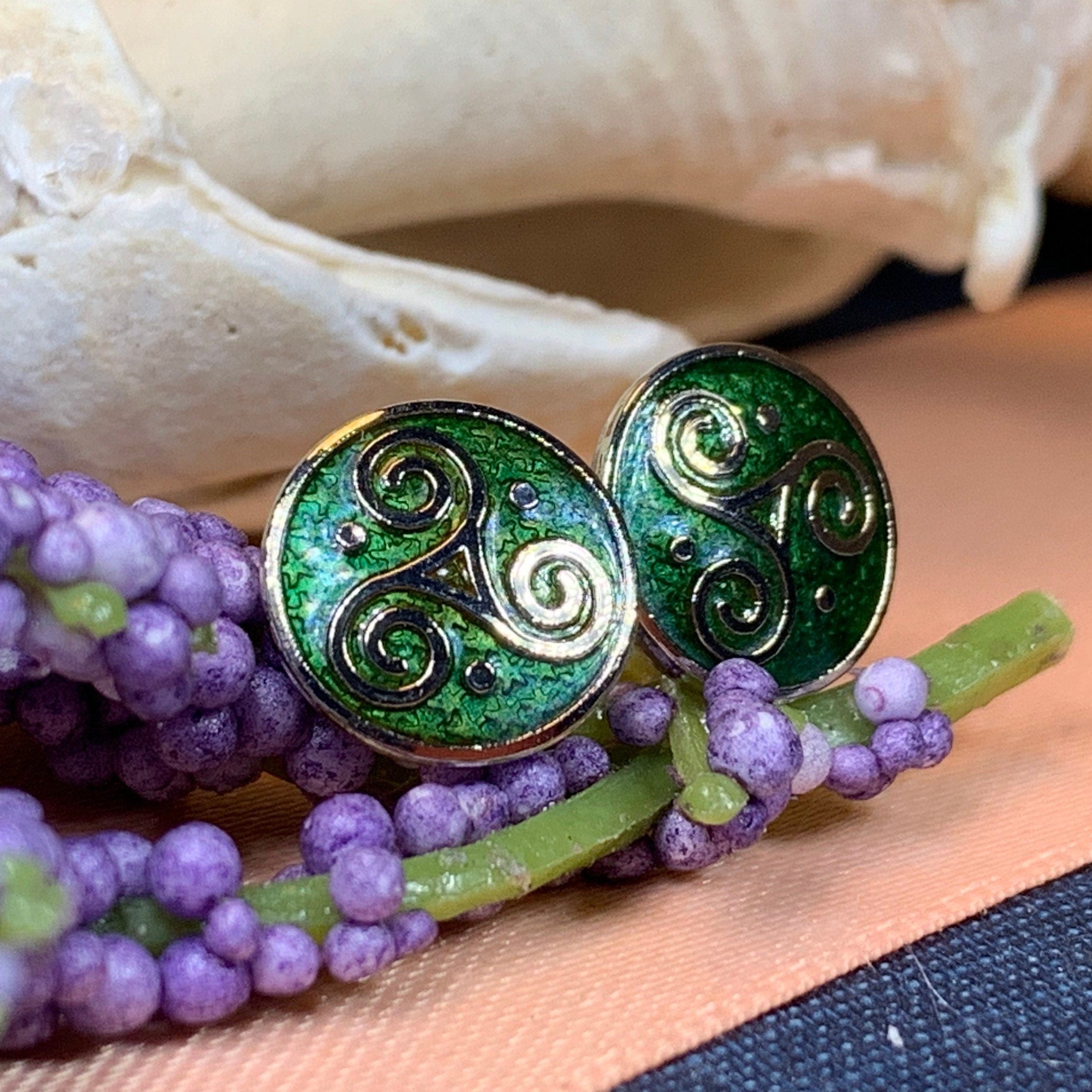 Celtic Triskele Stud Earrings
