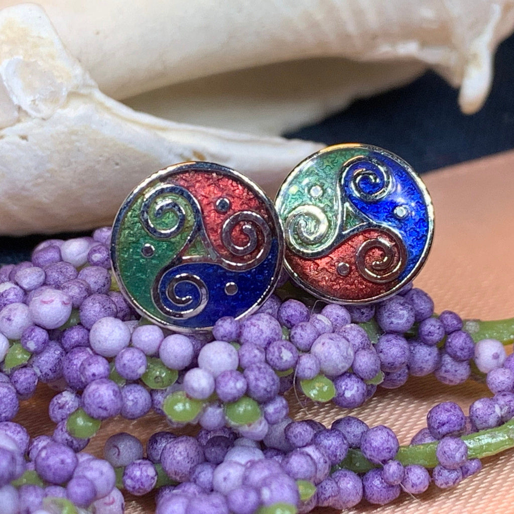 Celtic Triskele Stud Earrings