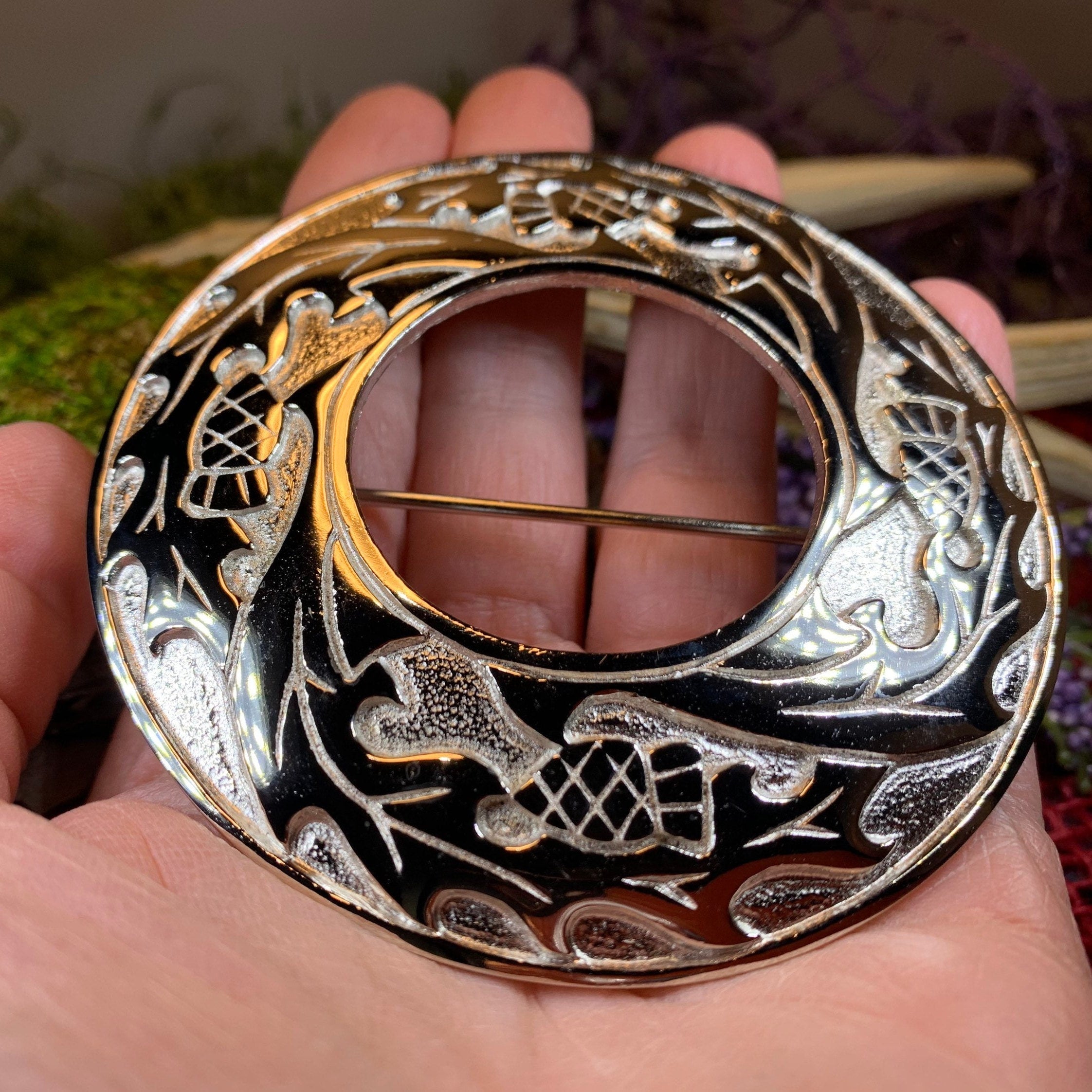 Thistle Tartan Pin Brooch