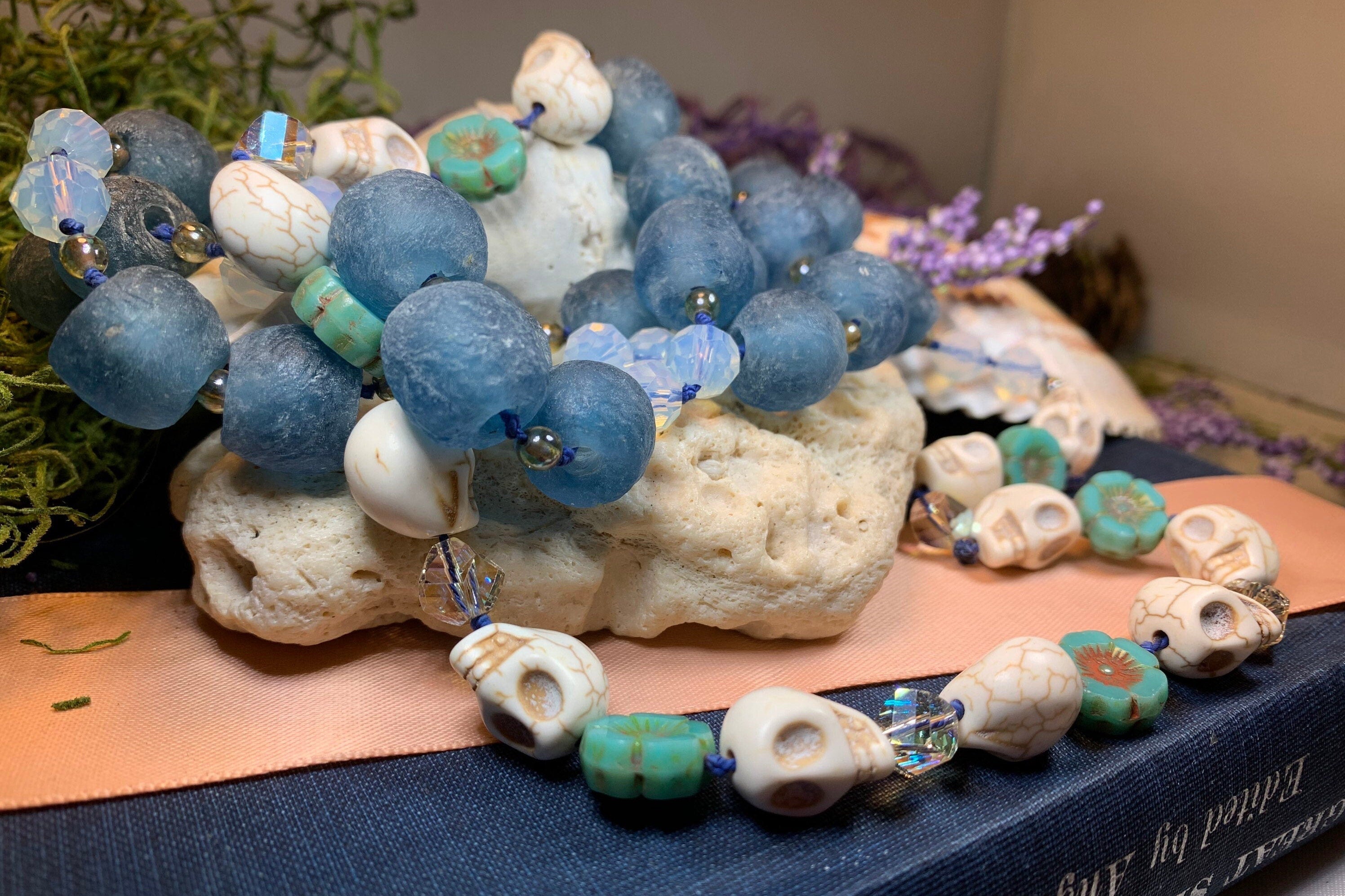 Blue Haze Long Beaded Necklace