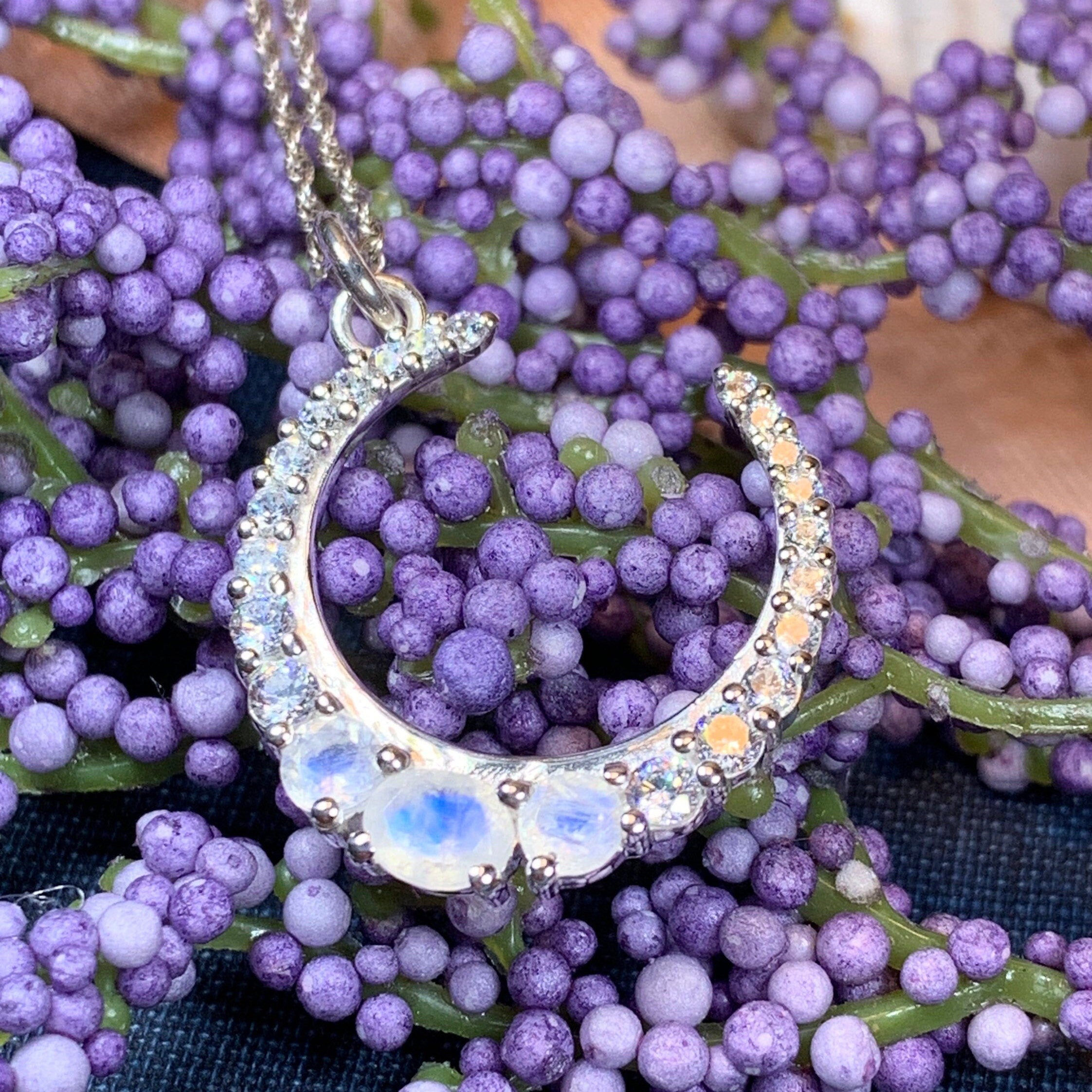 Moonstone Crescent Moon Necklace