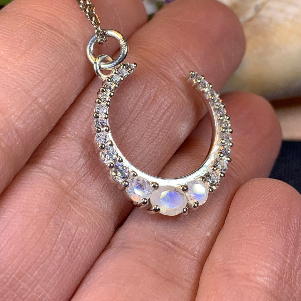 Moonstone Crescent Moon Necklace