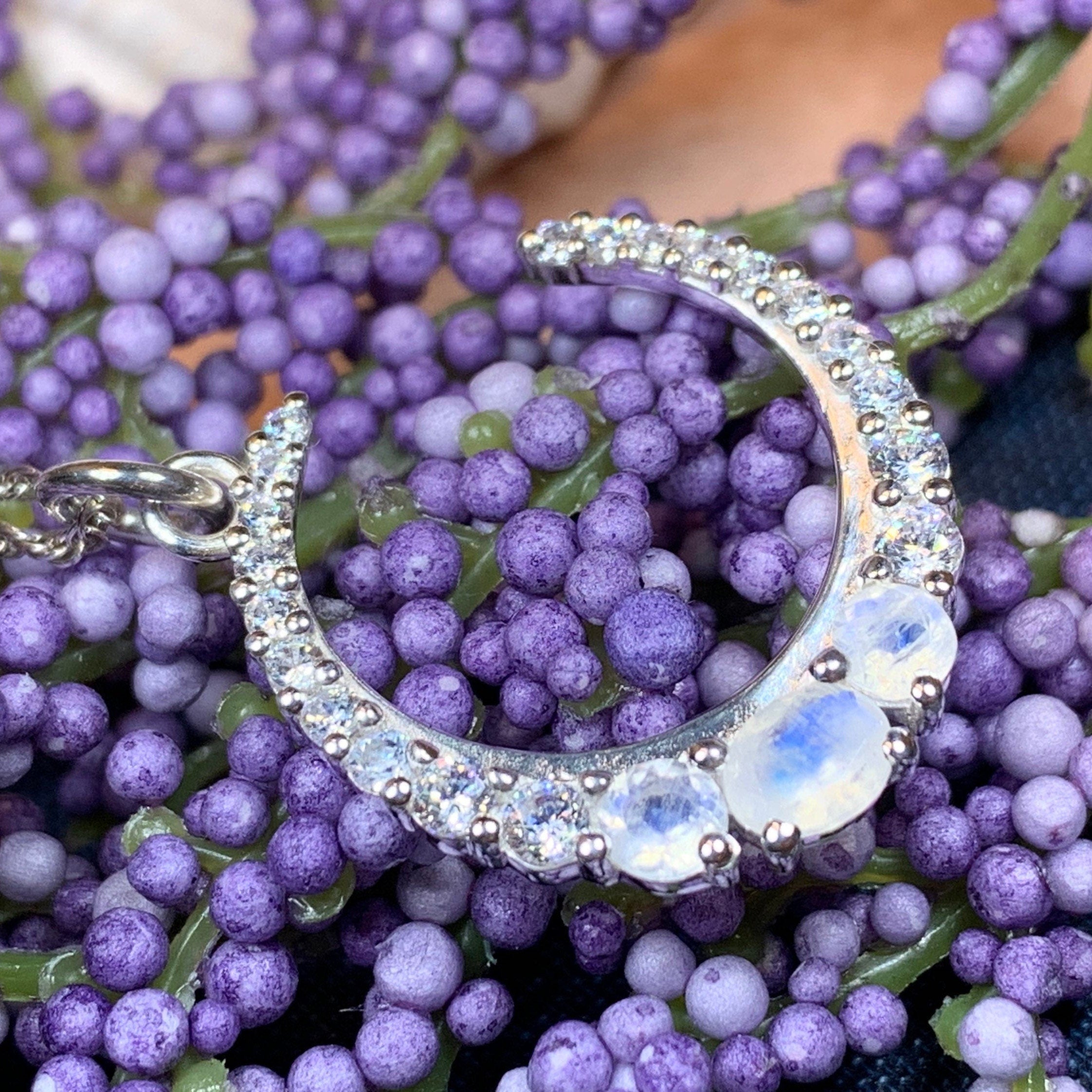 Moonstone Crescent Moon Necklace