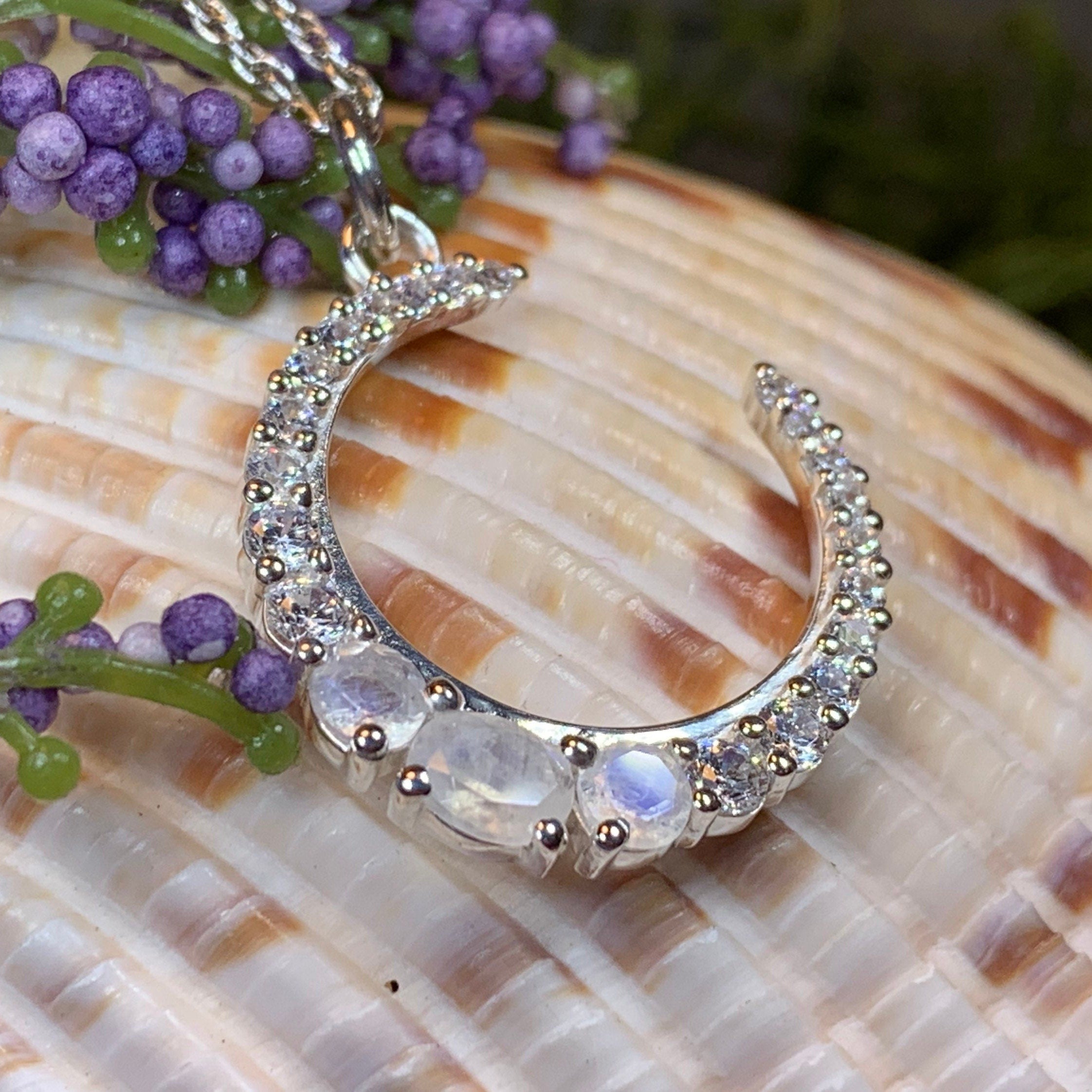 Moonstone Crescent Moon Necklace