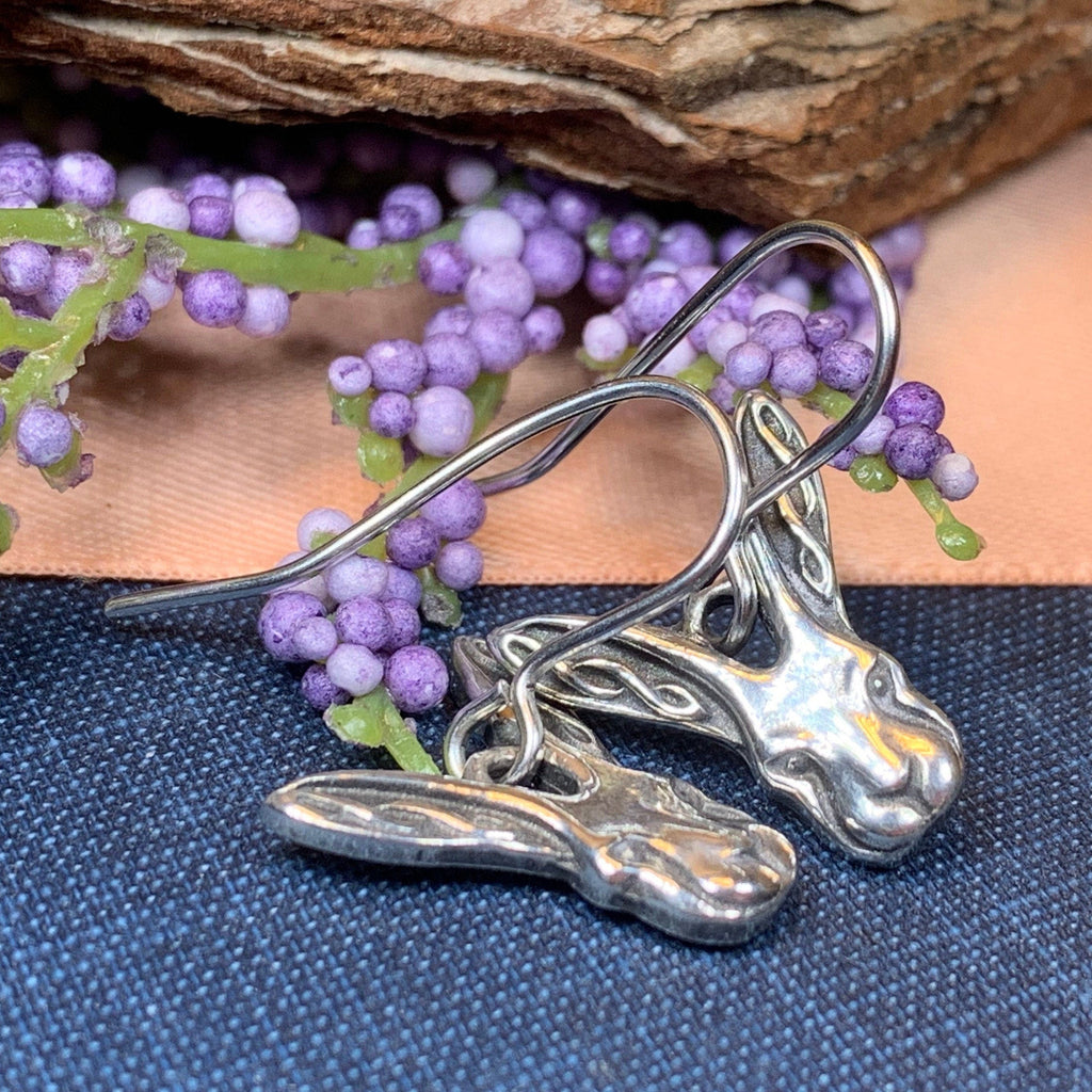 Celtic Rabbit Pewter Earrings
