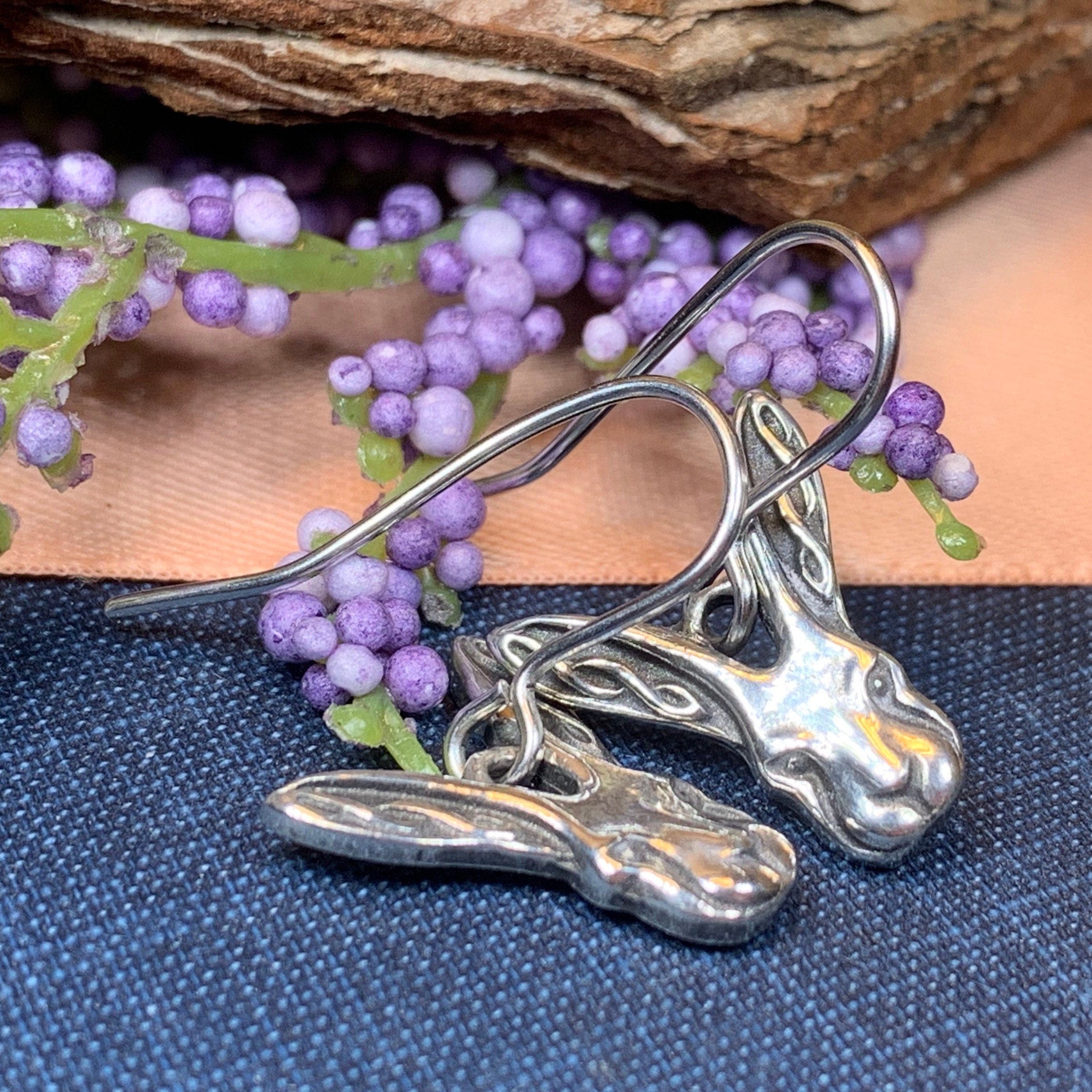 Celtic Rabbit Pewter Earrings