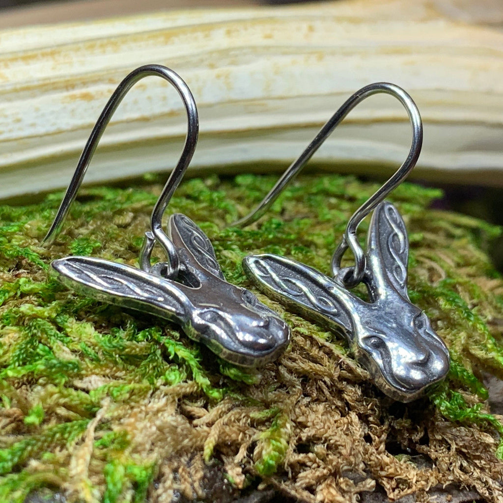 Celtic Rabbit Pewter Earrings
