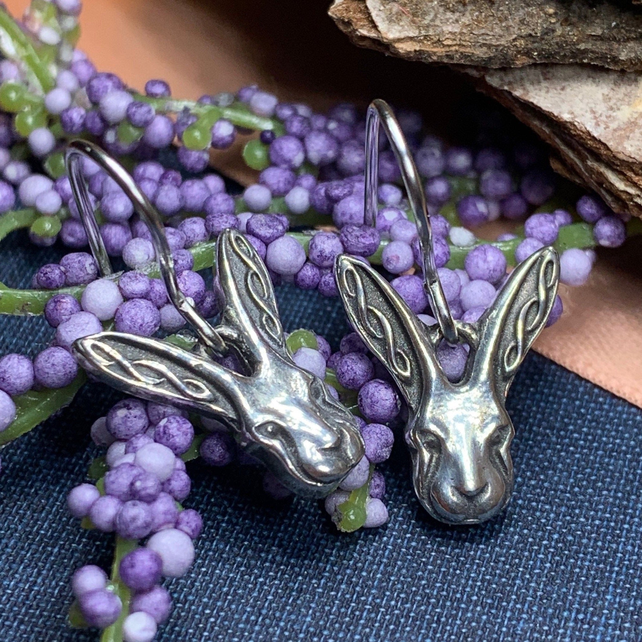 Celtic Rabbit Pewter Earrings
