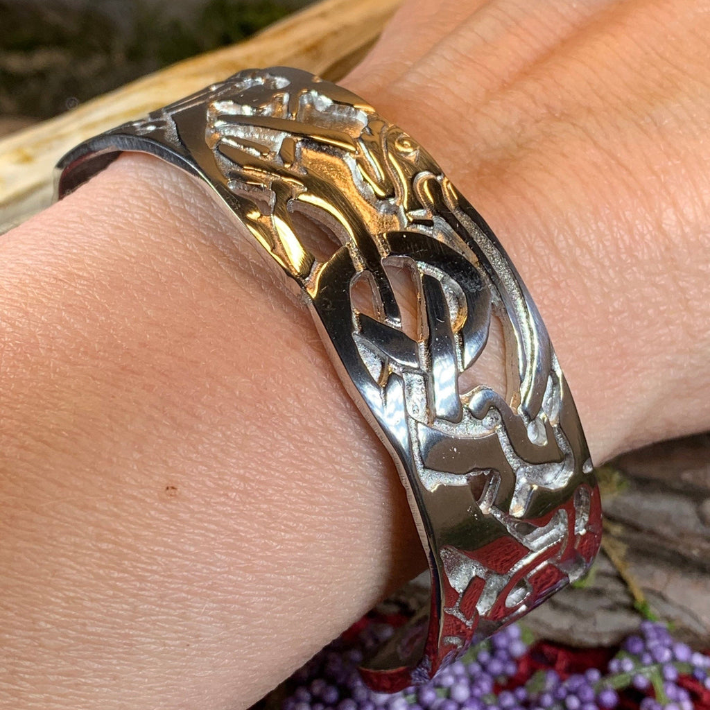Celtic Wolf Cuff Bracelet
