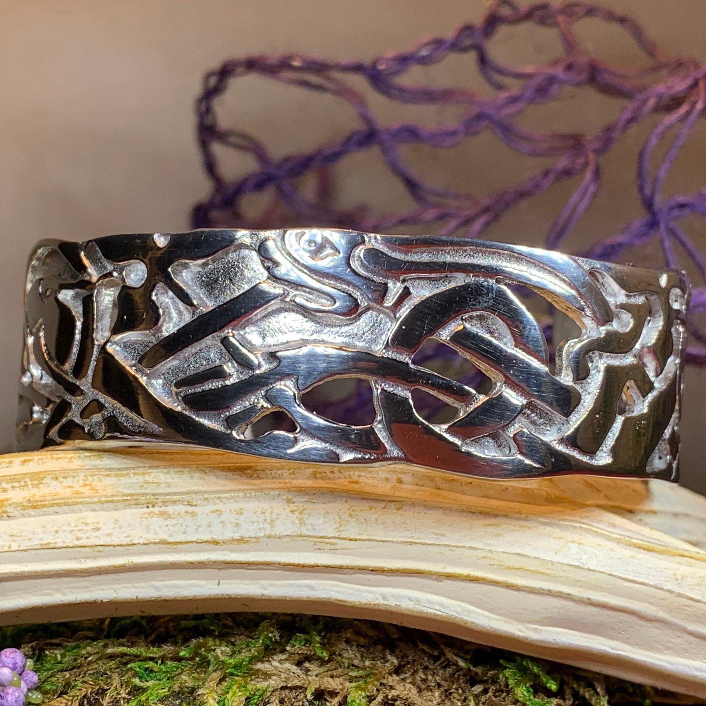 Celtic Wolf Cuff Bracelet