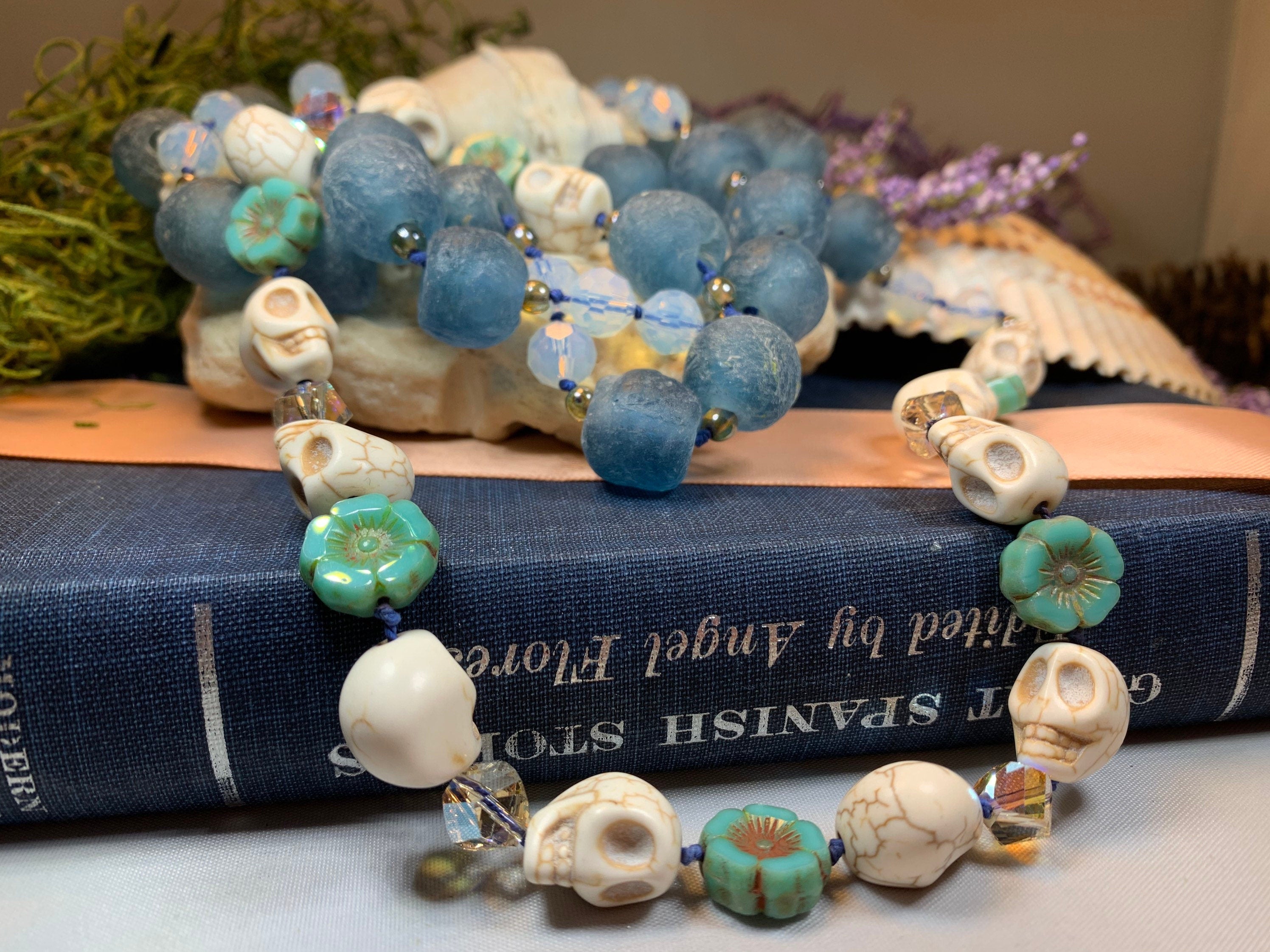 Blue Haze Long Beaded Necklace