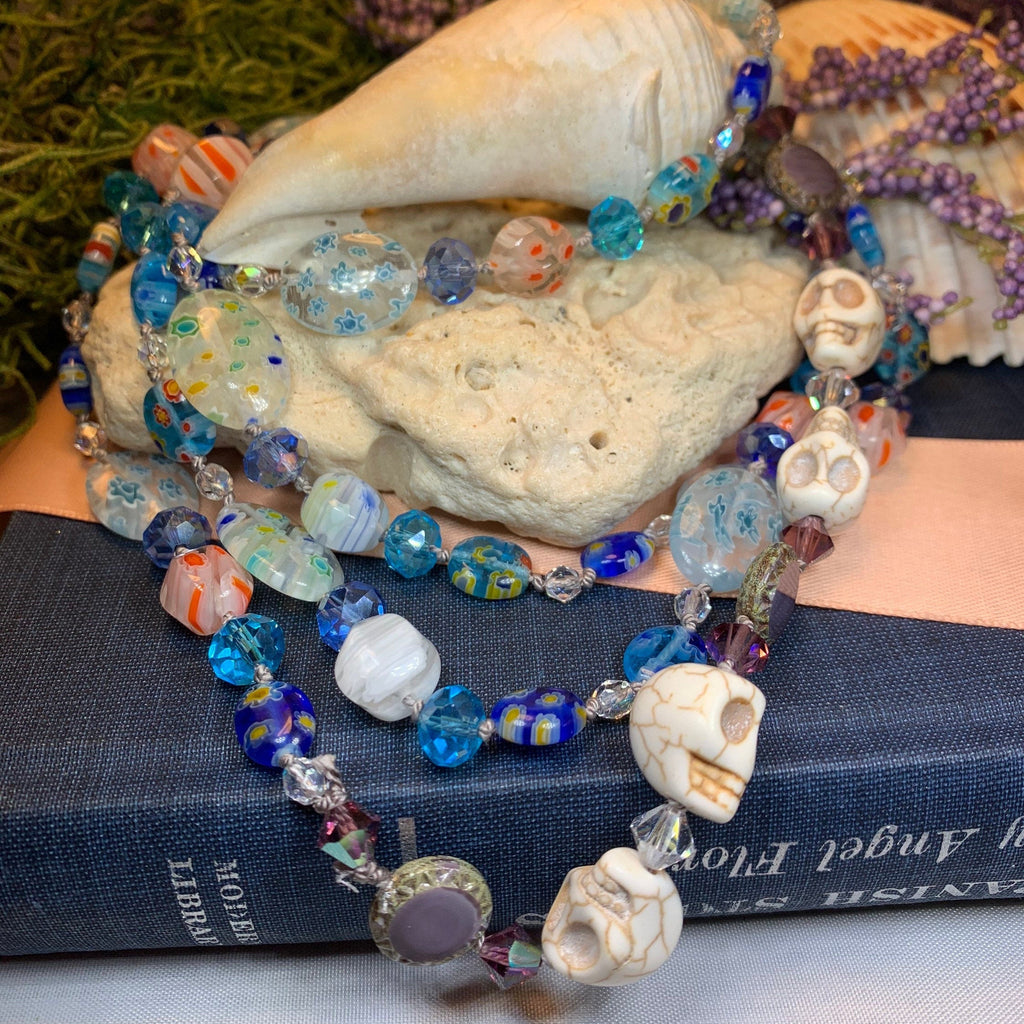 Sugar Skull Dreaming Long Beaded Necklace