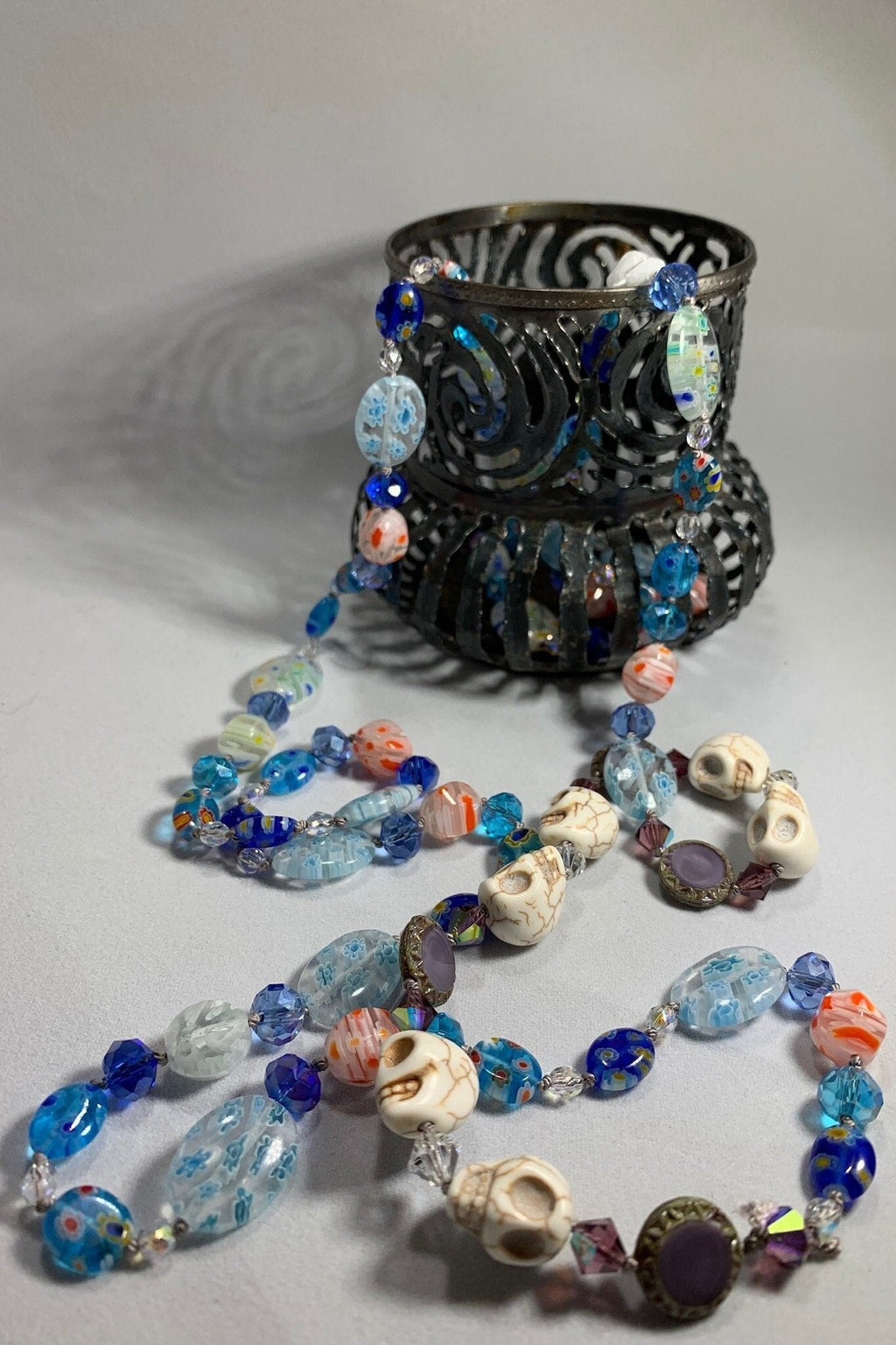 Sugar Skull Dreaming Long Beaded Necklace