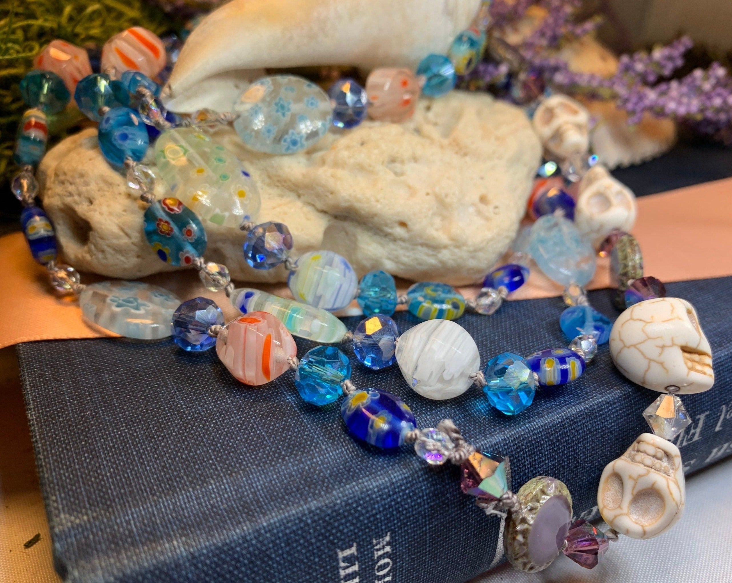 Sugar Skull Dreaming Long Beaded Necklace