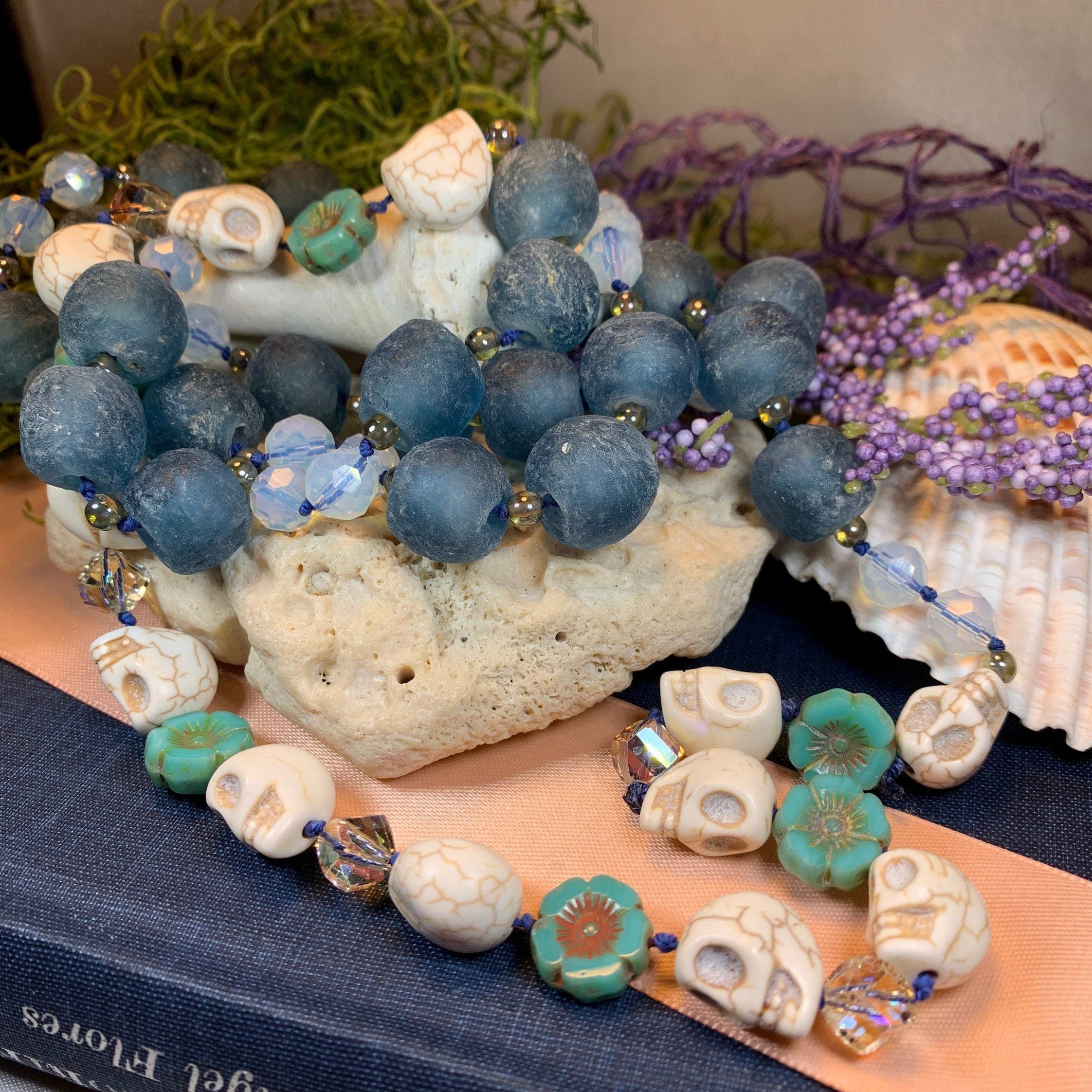 Blue Haze Long Beaded Necklace