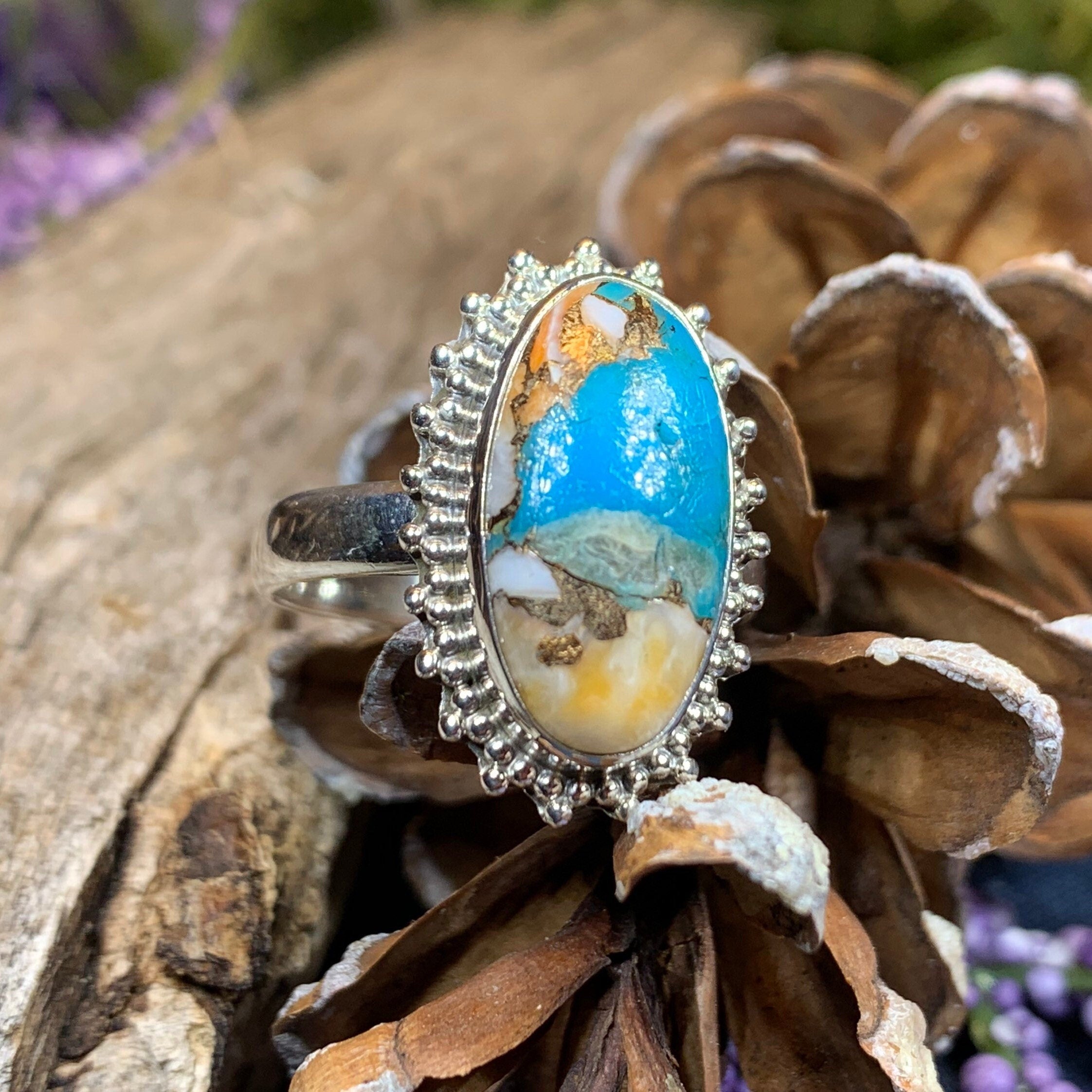 Romelle Spiny Oyster Turquoise Ring