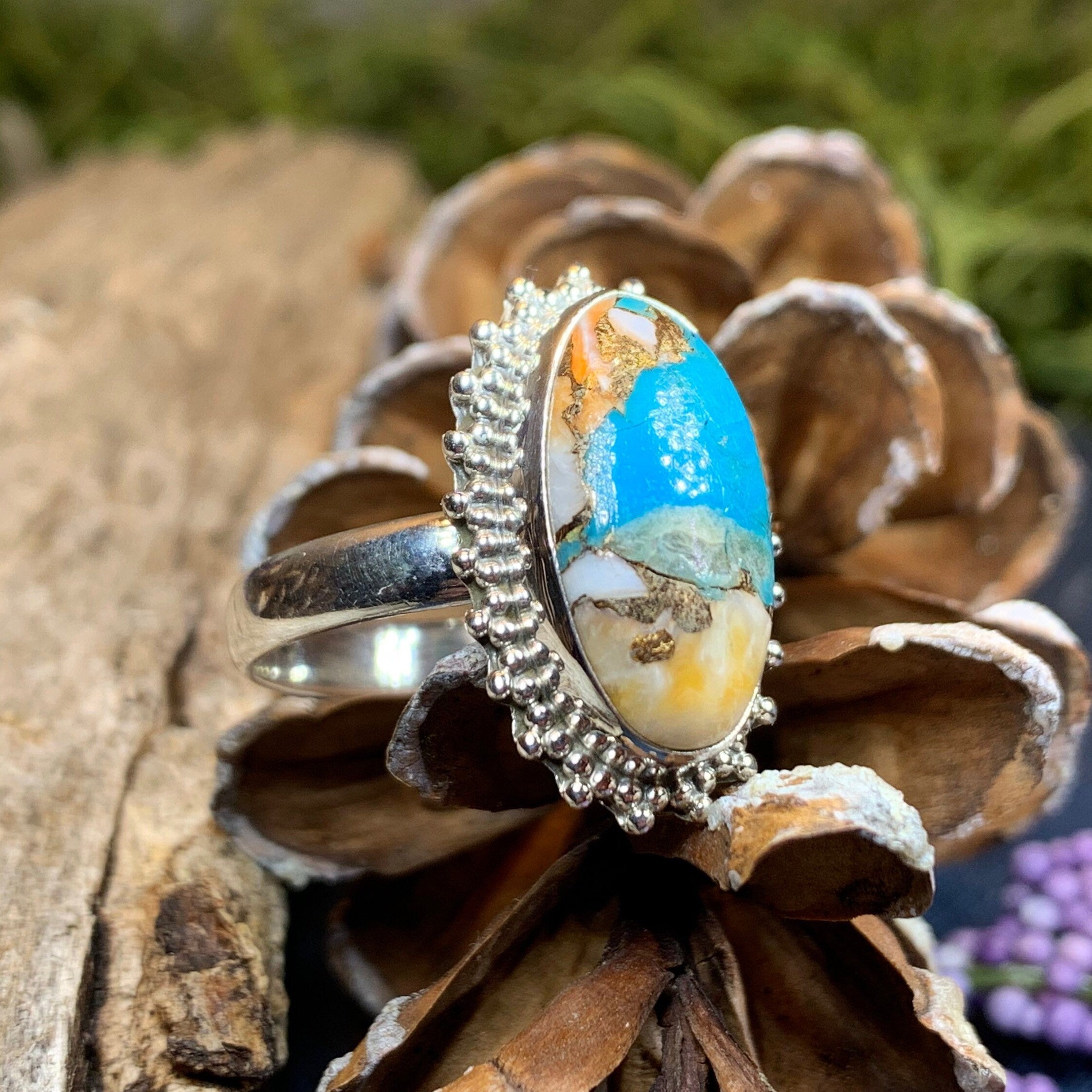Romelle Spiny Oyster Turquoise Ring