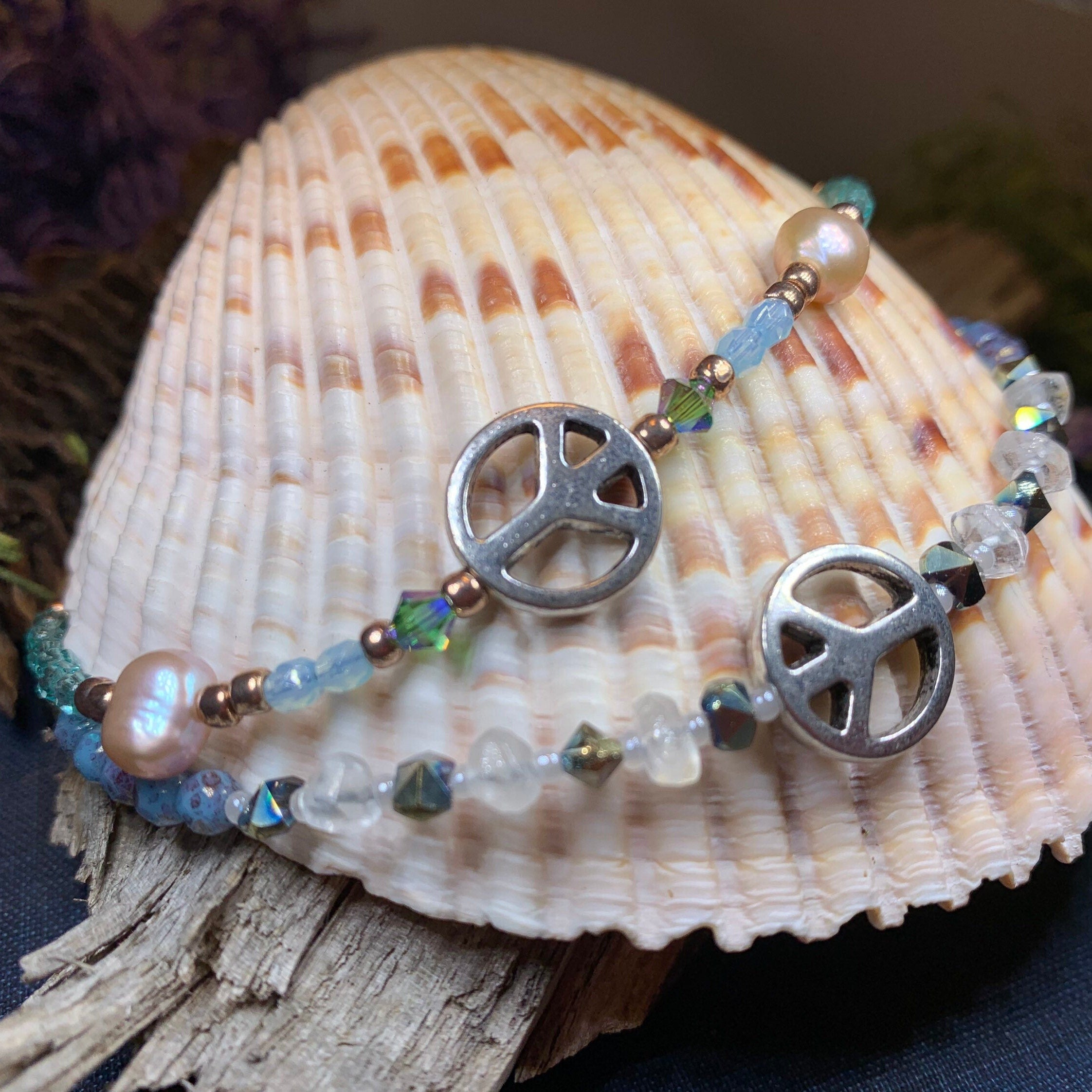 Peace Sign Ankle Bracelet