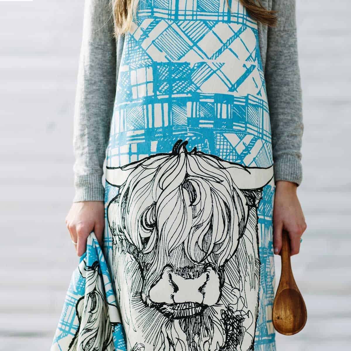 Highland Cow Tartan Apron