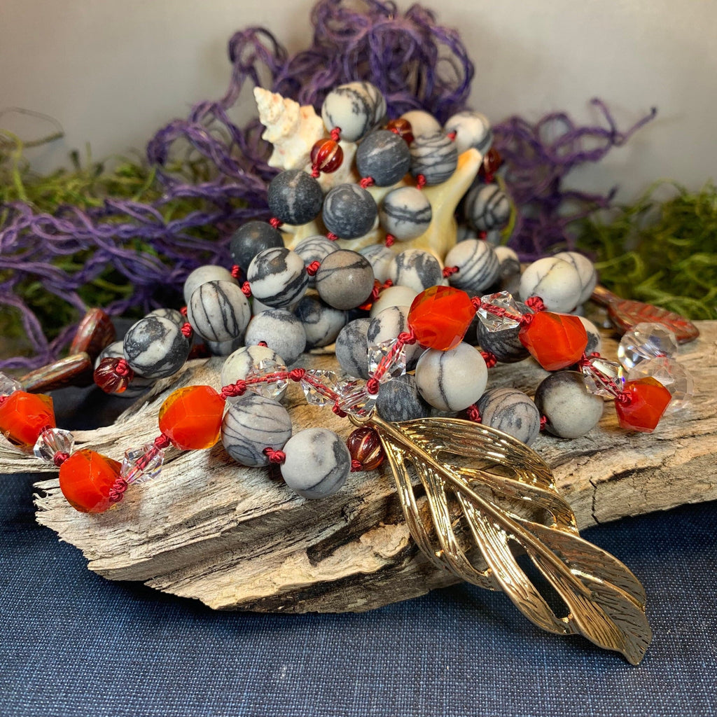 Golden Feather Long Necklace