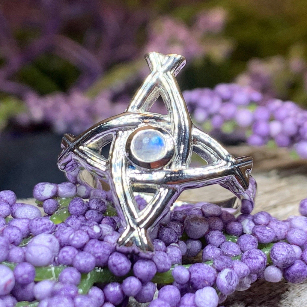 Moonstone Saint Brigid's Cross Ring