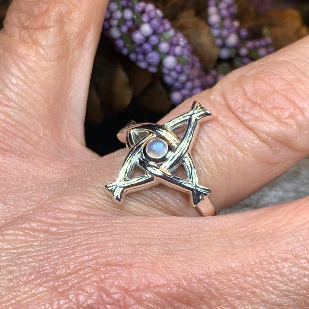 Moonstone Saint Brigid's Cross Ring