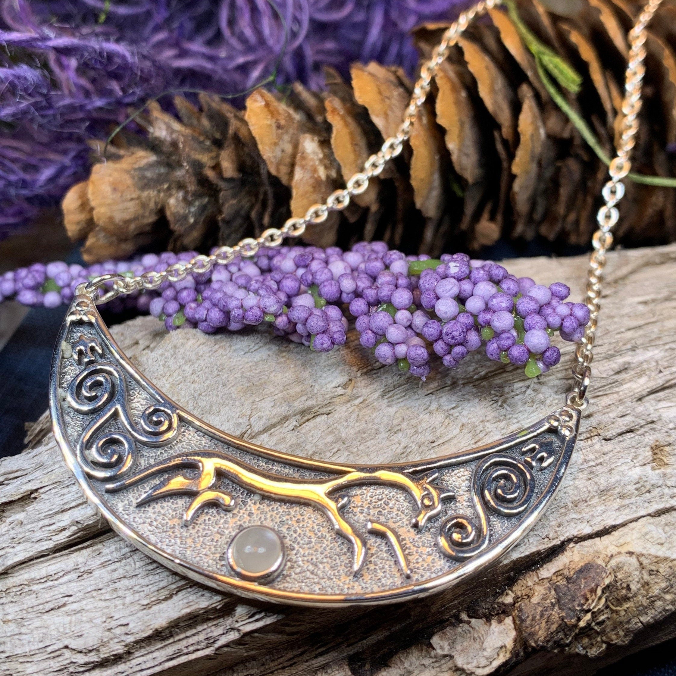 Epona Celtic Horse Moonstone Necklace