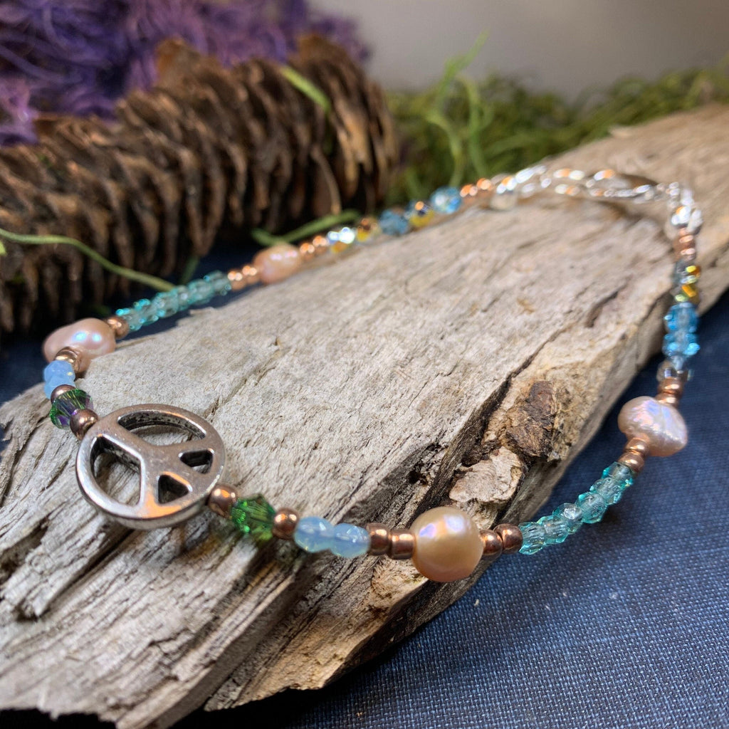 Peace Sign Ankle Bracelet