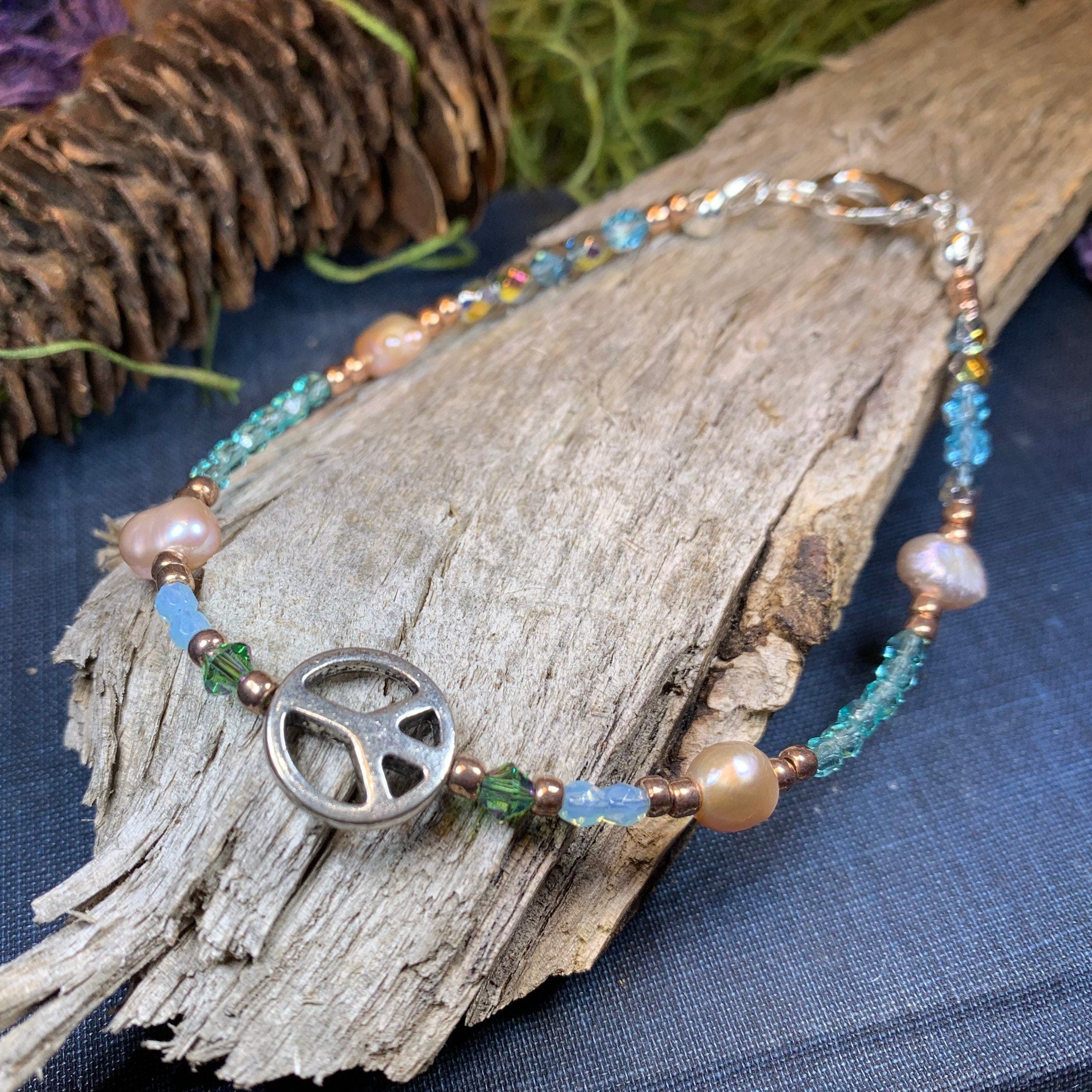 Peace Sign Ankle Bracelet