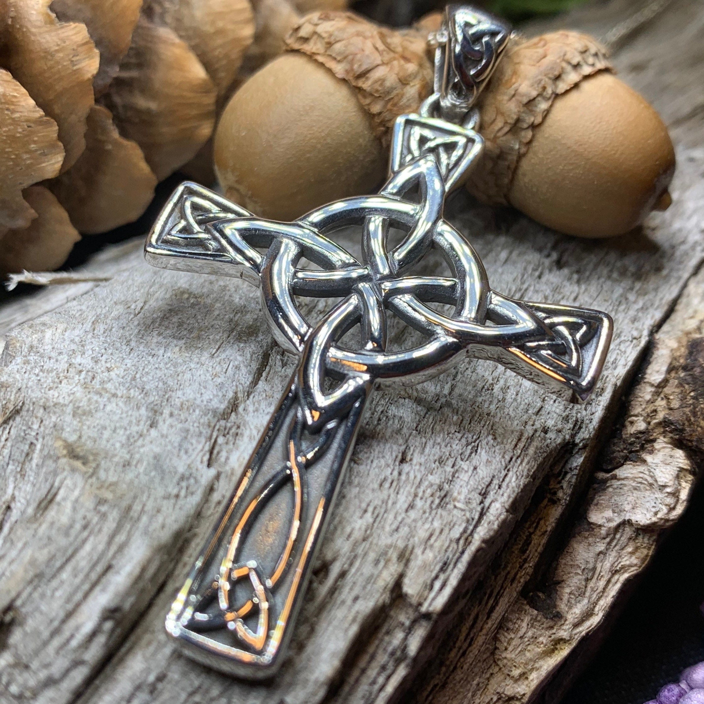 Large Four Corner Knot Celtic Cross Necklace